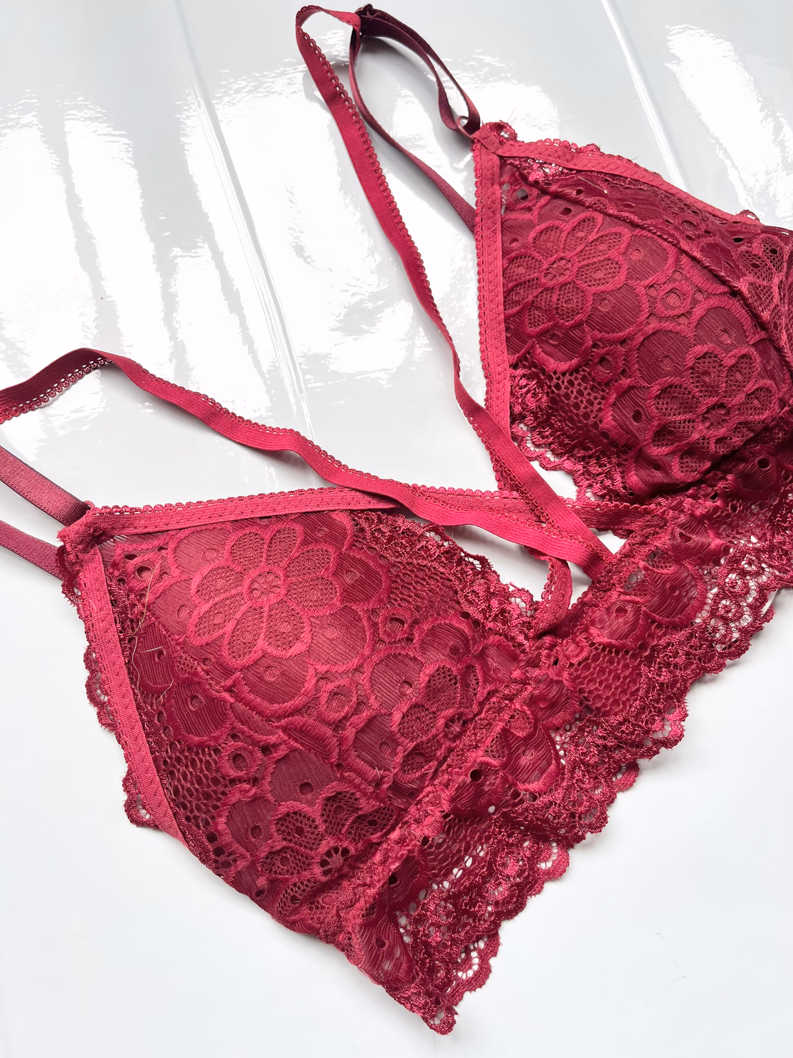 wine lace criss cross bra  thumbnail view 2