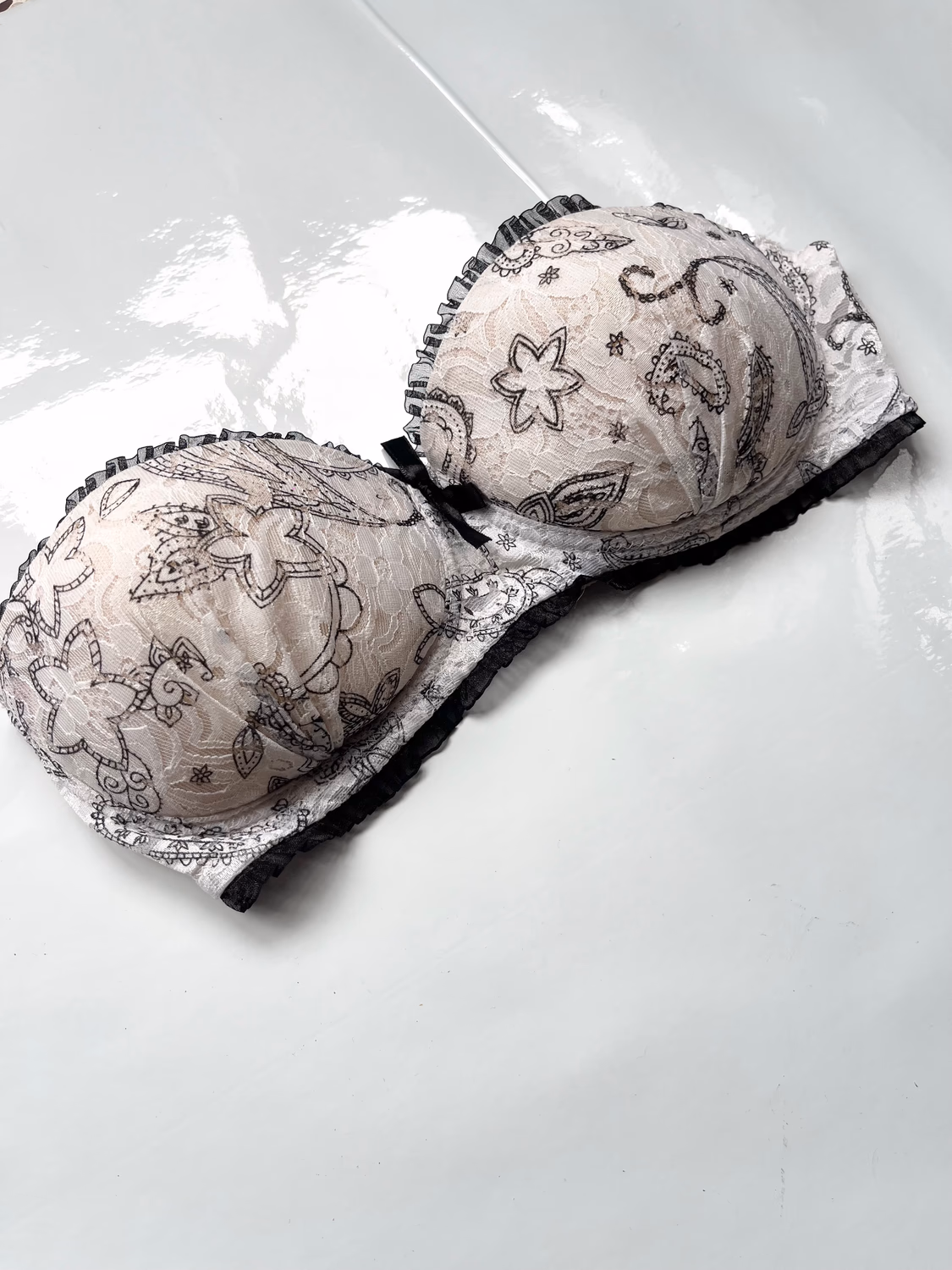 white printed bra thumbnail view 2