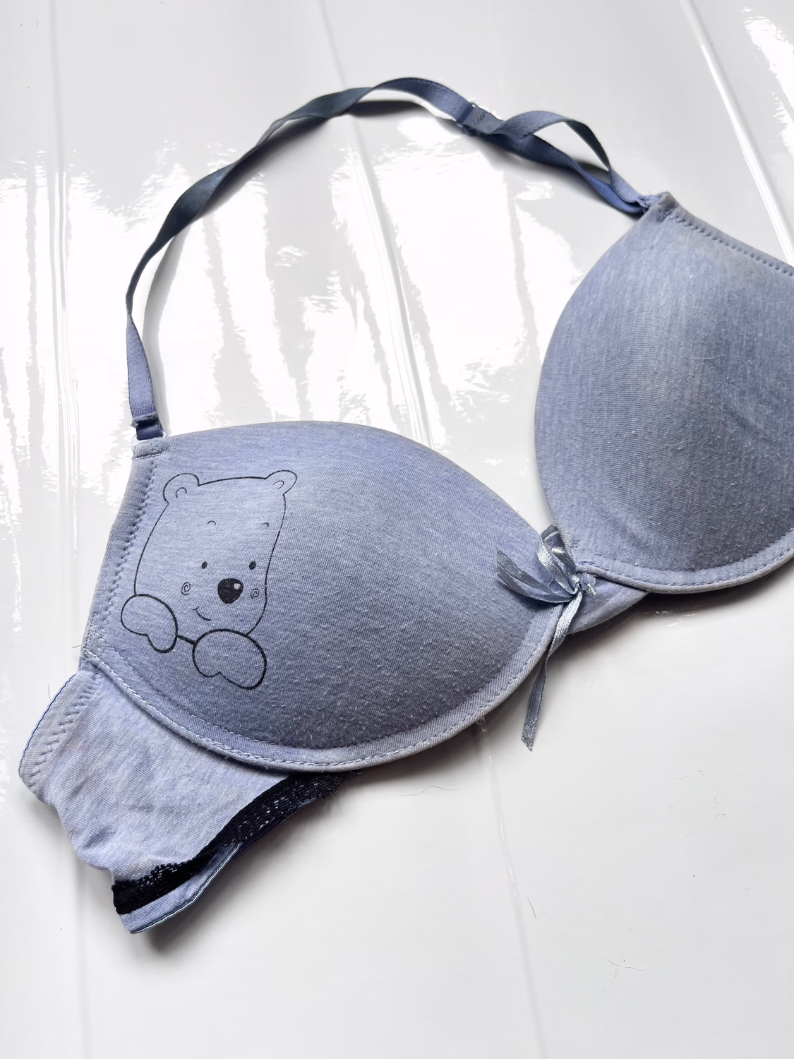 Blue halter neck bra thumbnail view 2