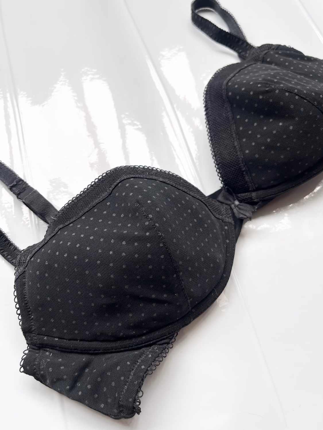 Polka dot black bra