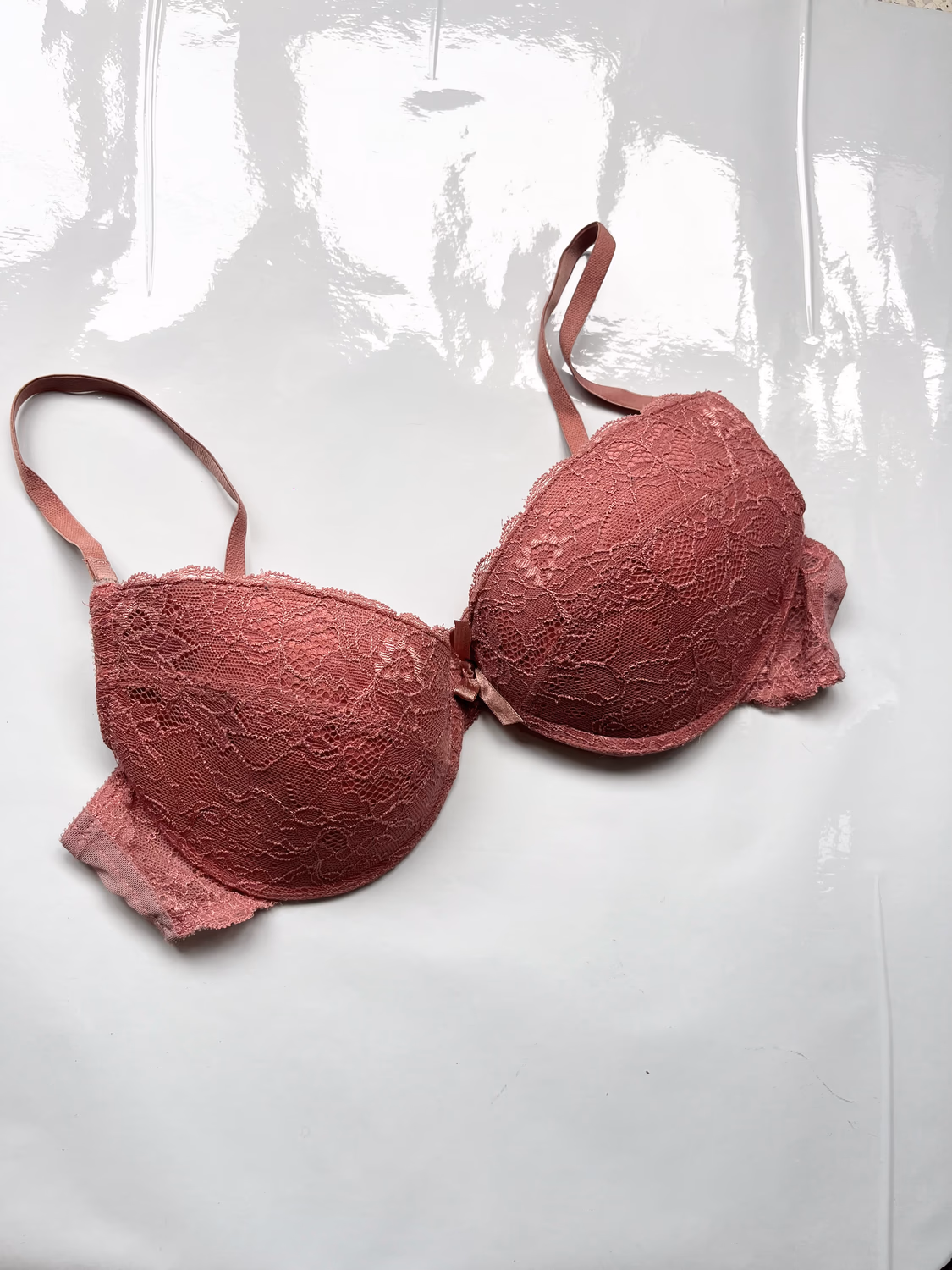 Pink lace bra