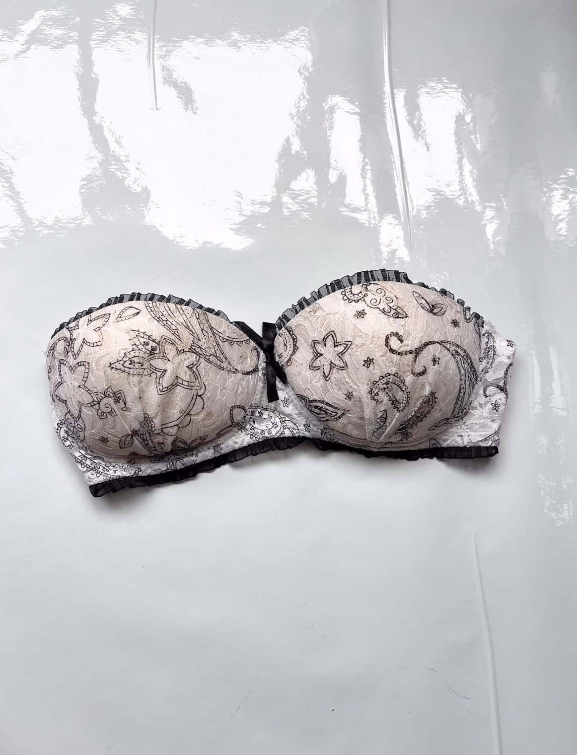 white printed bra