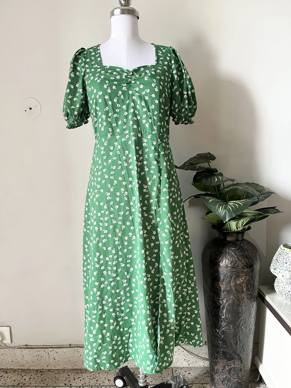 Floral green maxi dress 