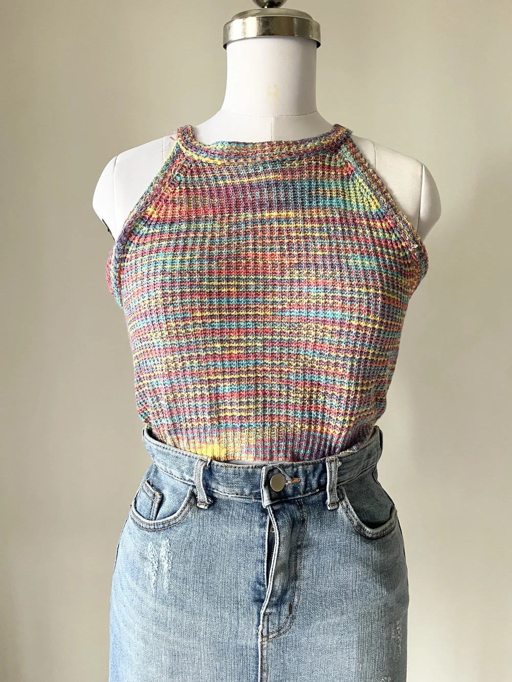 Multicolored crochet top