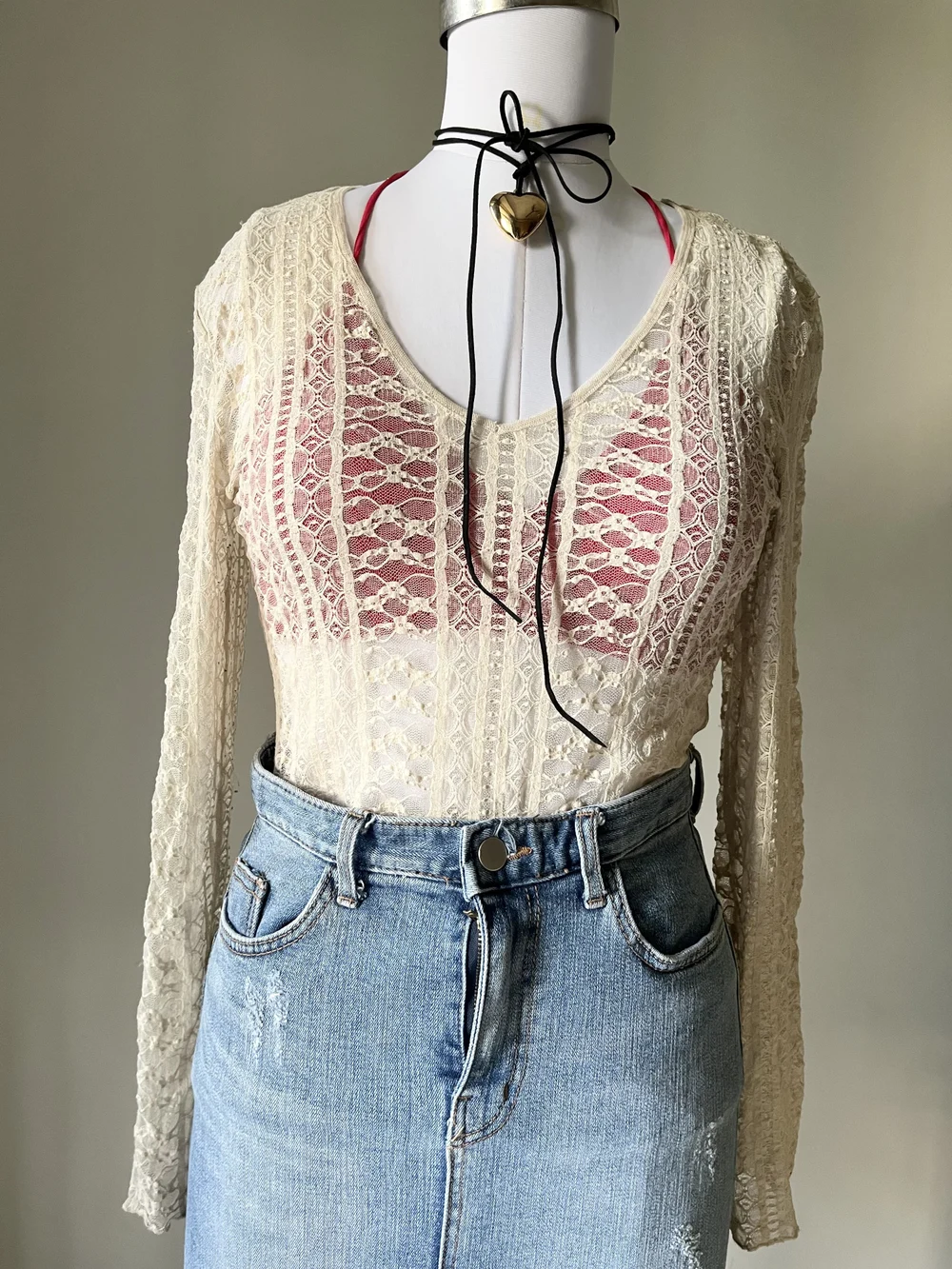 Beige lace top 