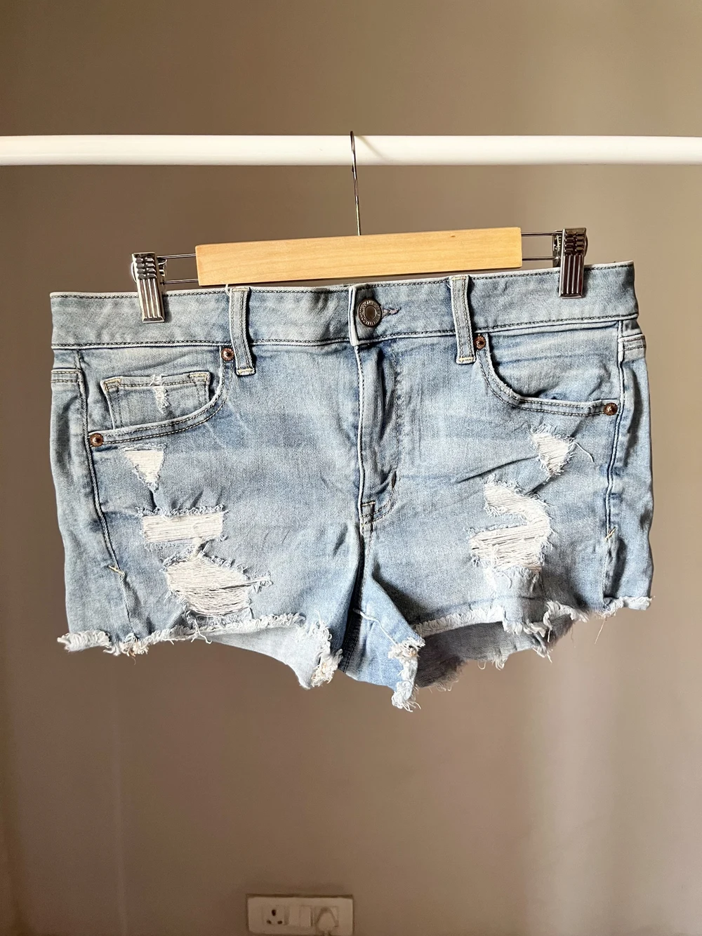 Ripped blue shorts