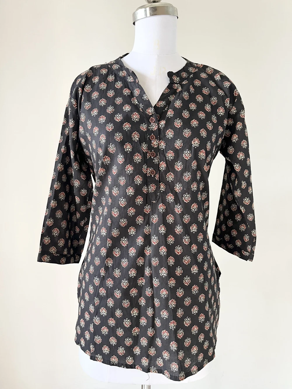 Printed black short kurti