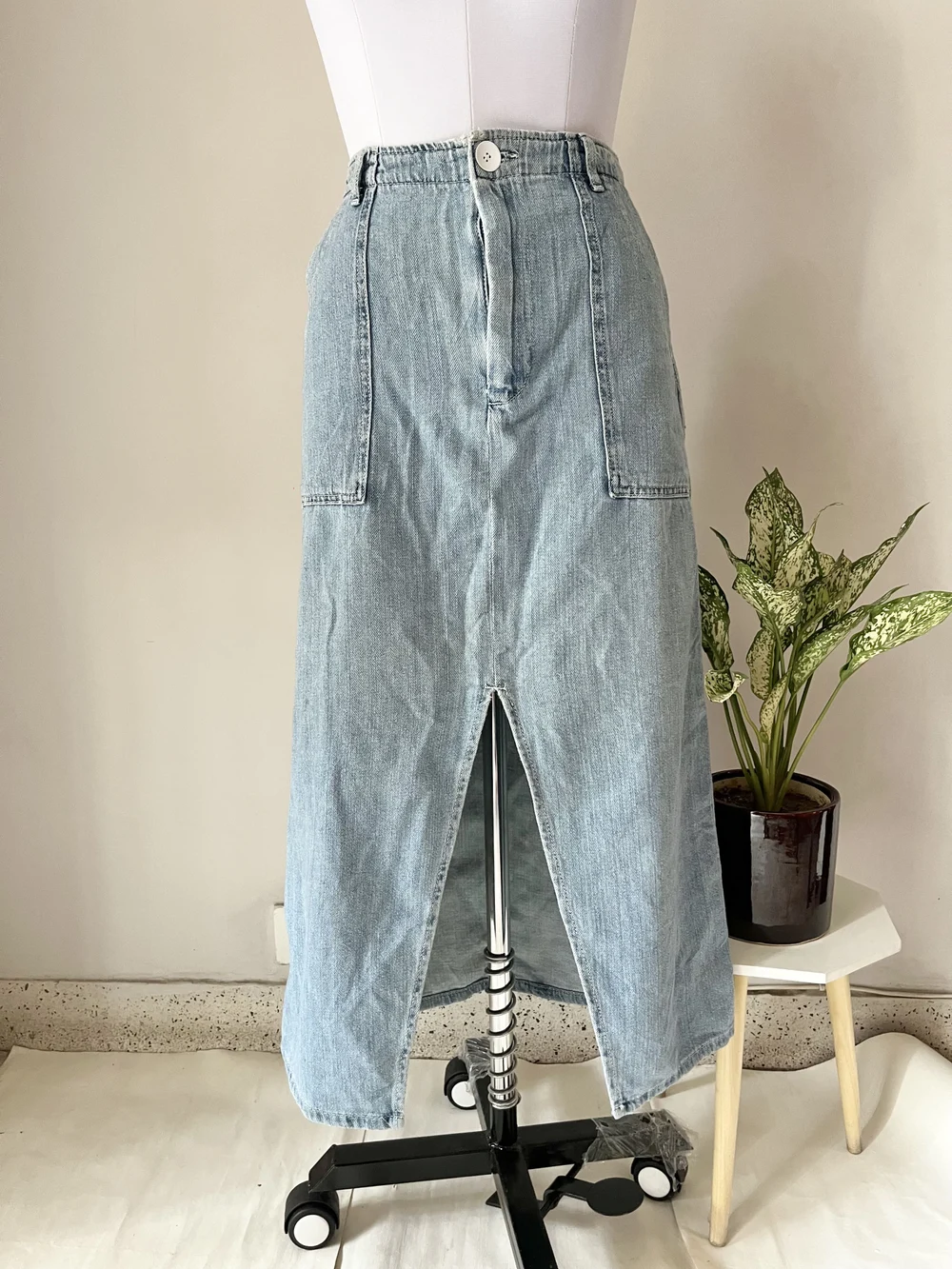 Blue maxi denim skirt 