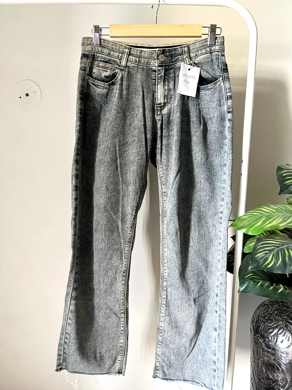 Charcoal blue straight fit jeans 