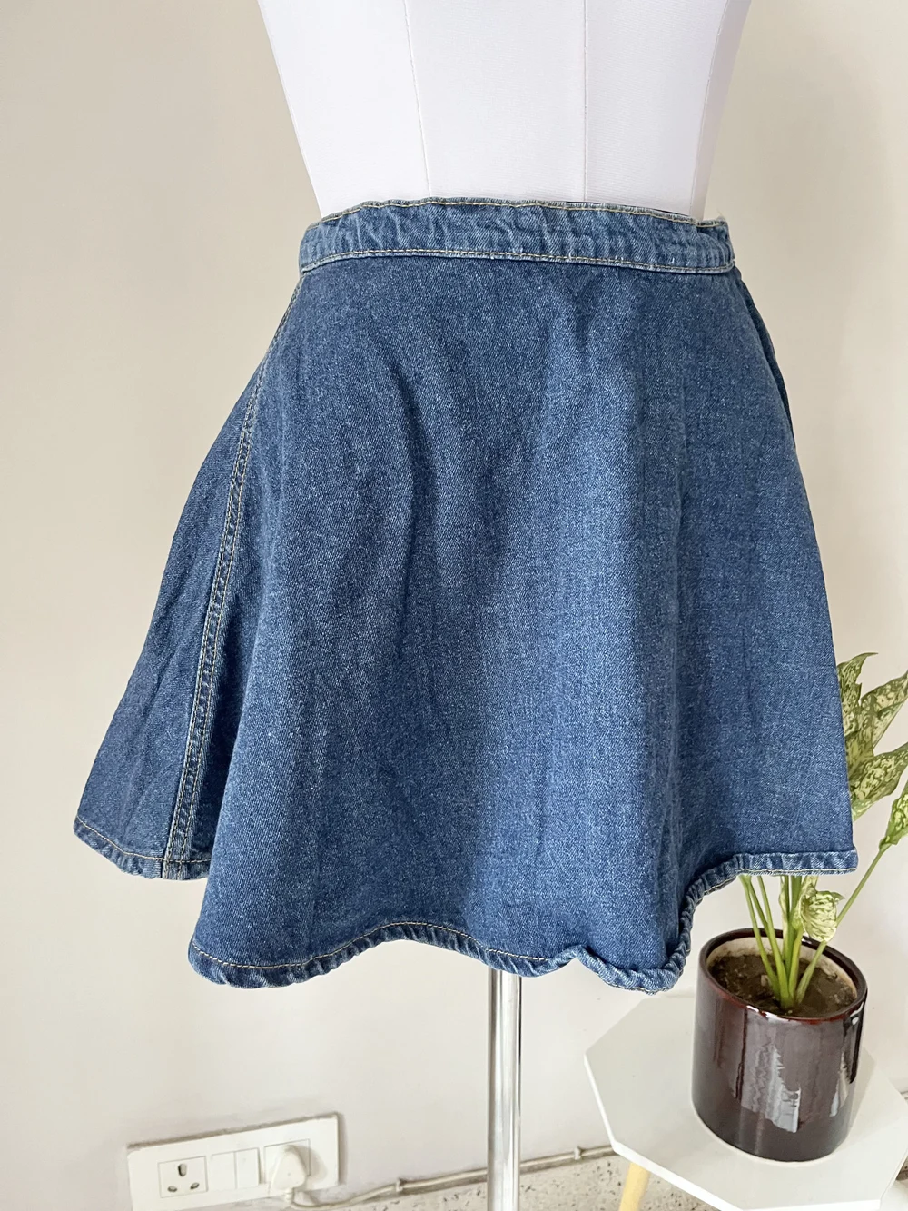 Blue skater denim skirt  thumbnail view 2