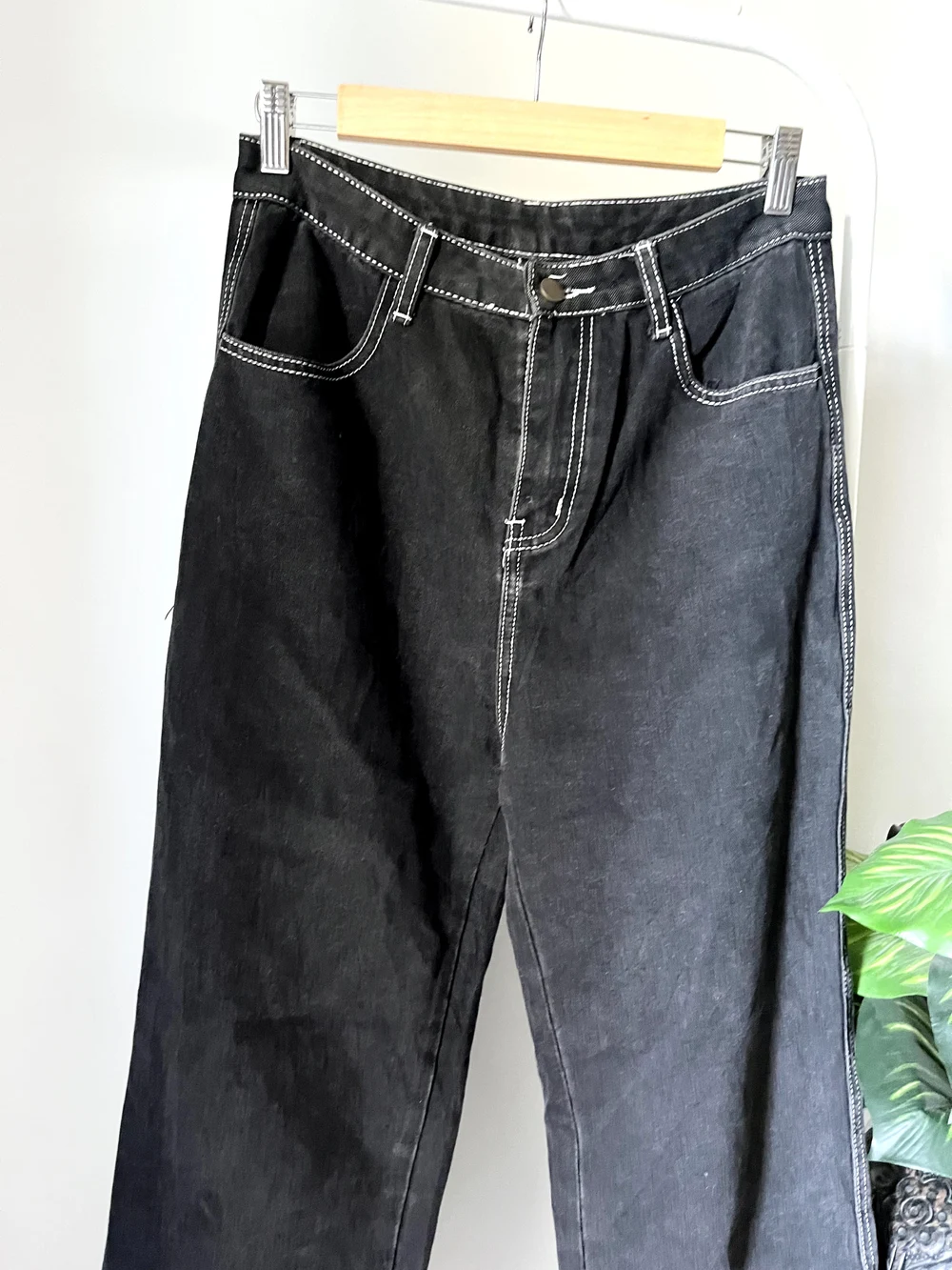 Black contrast highwaist denim  thumbnail view 2