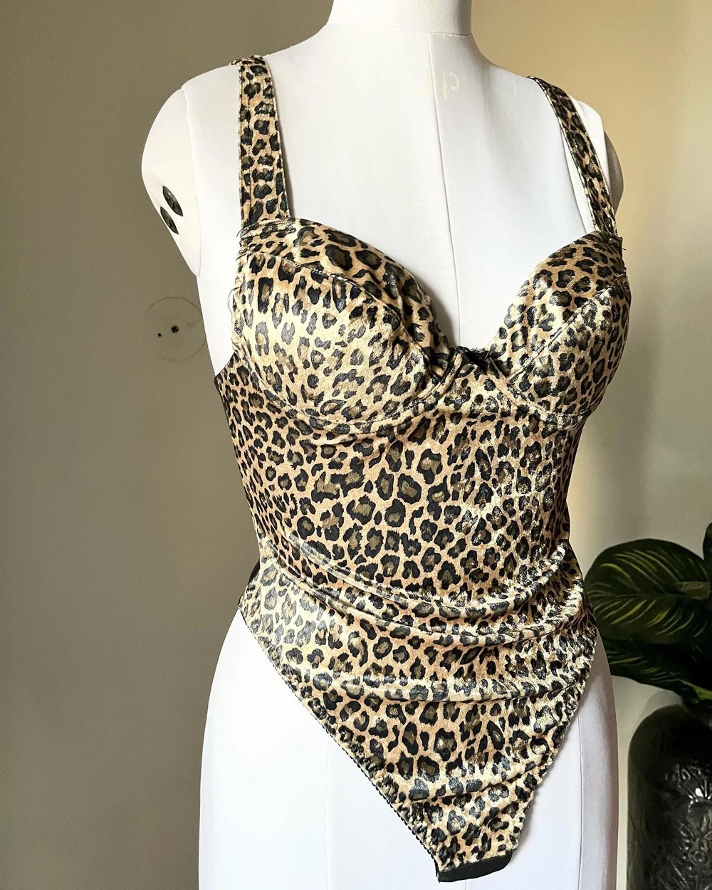 Animal print padded corset style bodysuit  thumbnail view 4