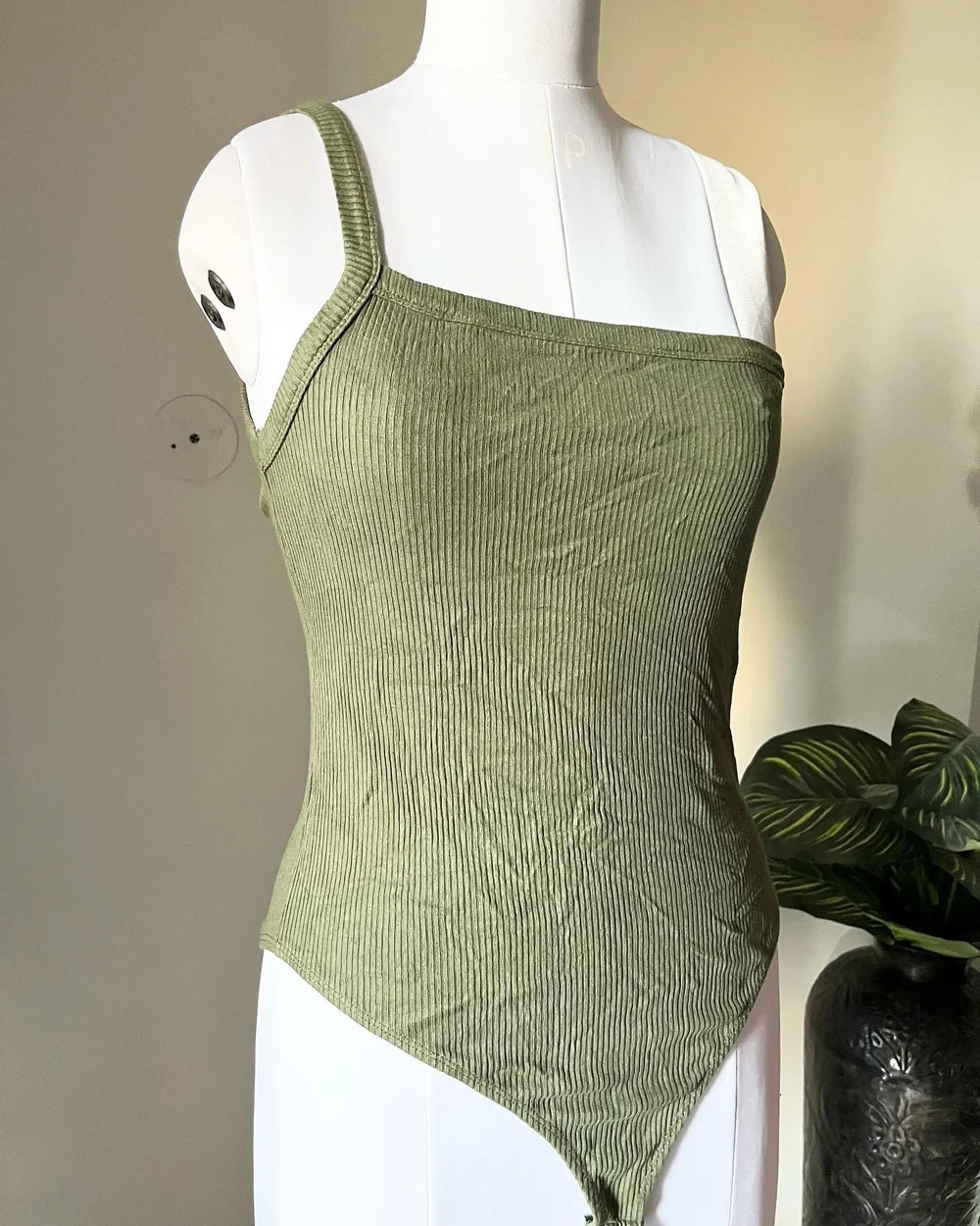 Olive one-shoulder bodysuit  thumbnail view 3
