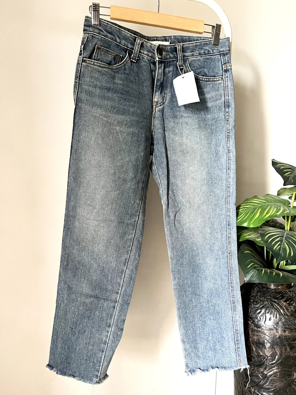Blue straight fit jeans  thumbnail view 4