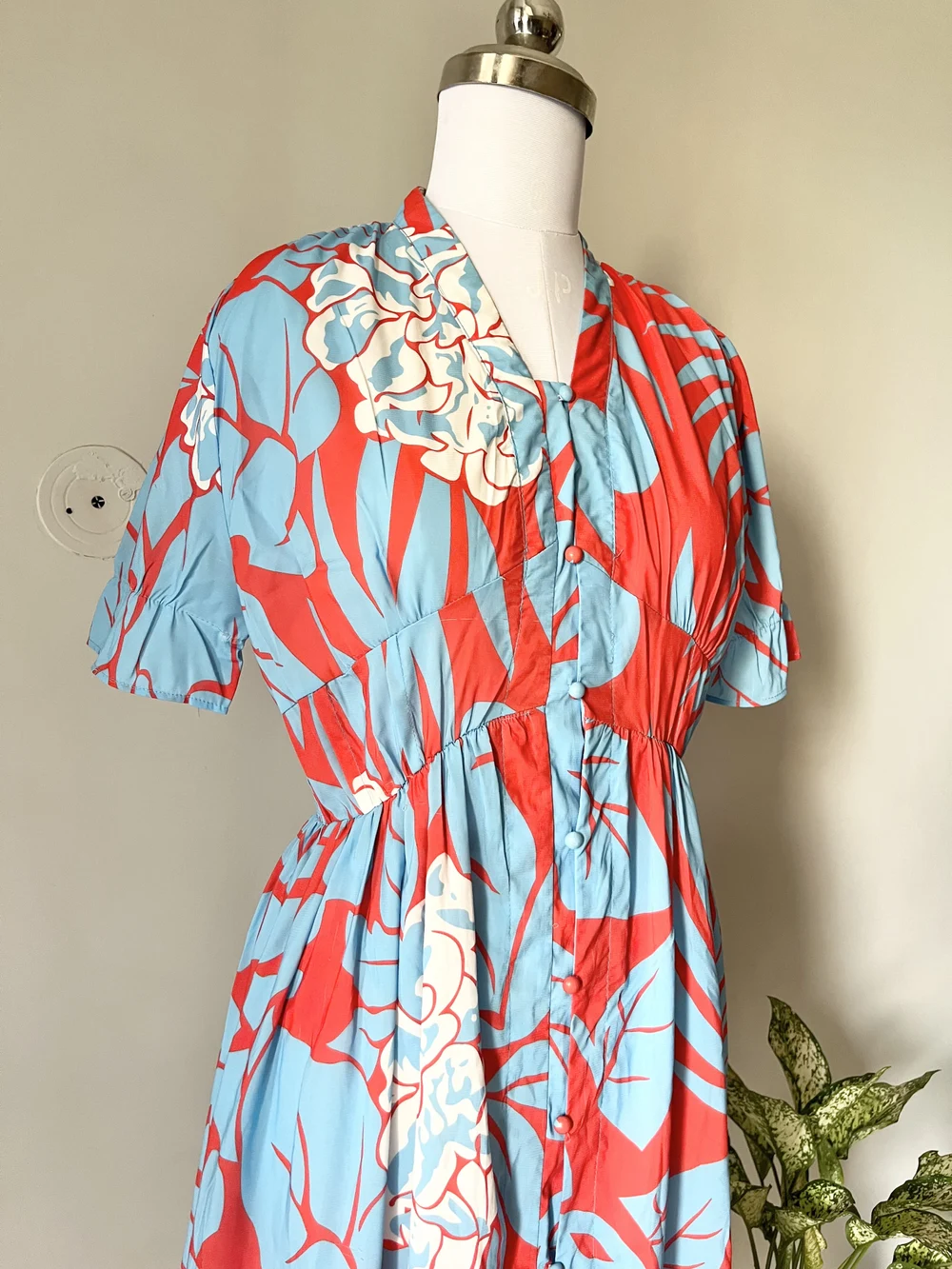 Blue floral printed dress thumbnail view 5