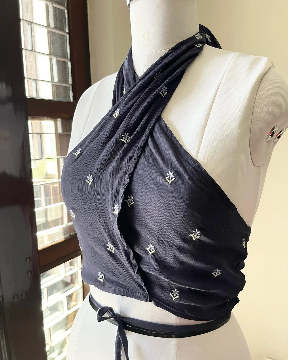 Blue wrap top  thumbnail view 3