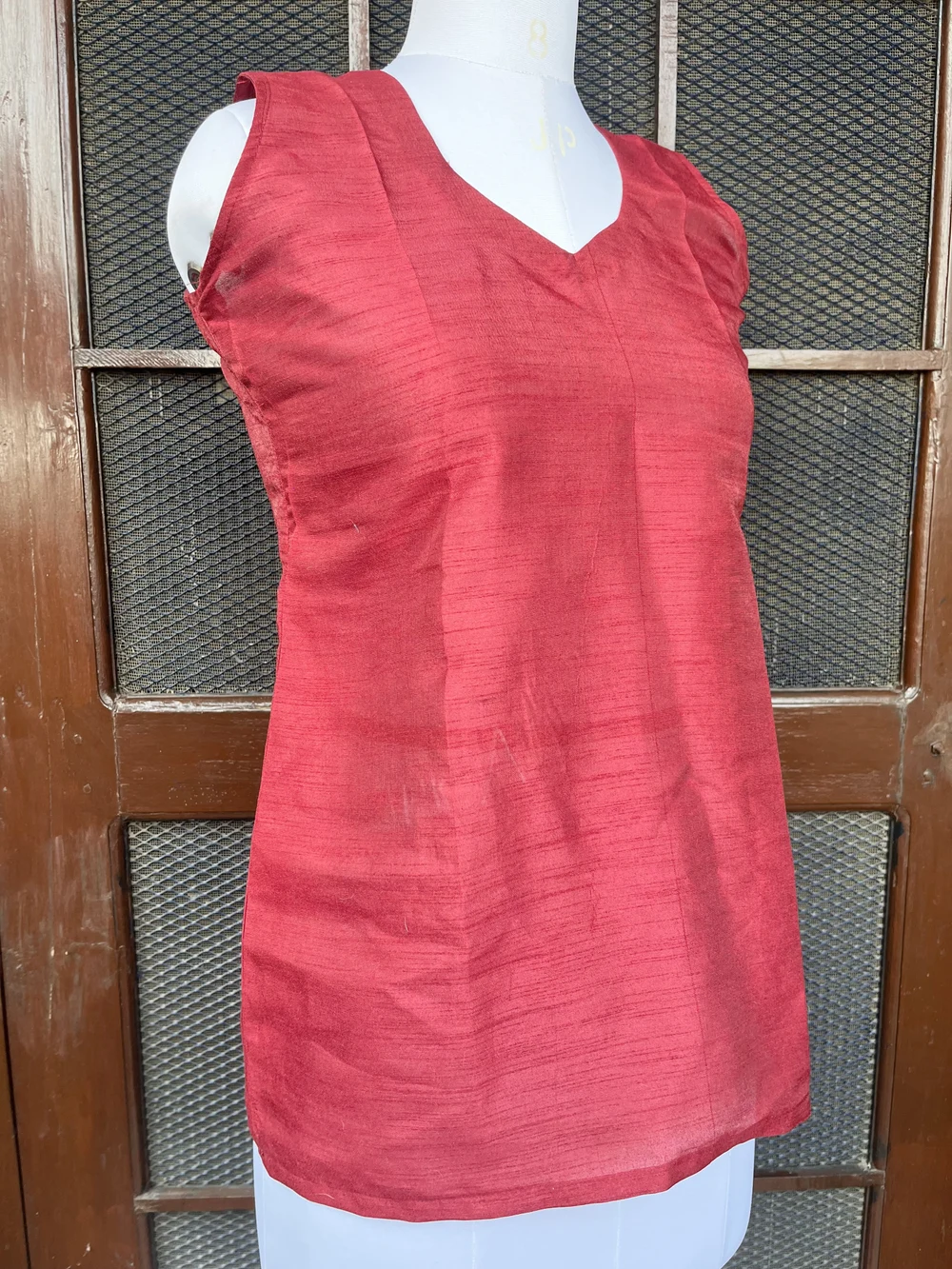 Wine sleeveless kurti thumbnail view 3