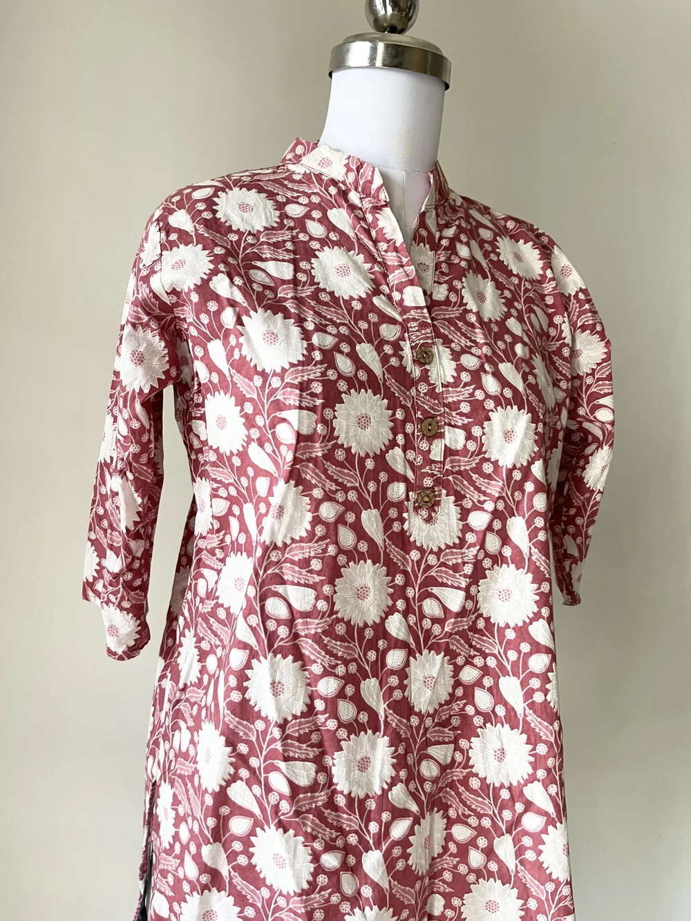 Pink floral kurti  thumbnail view 4