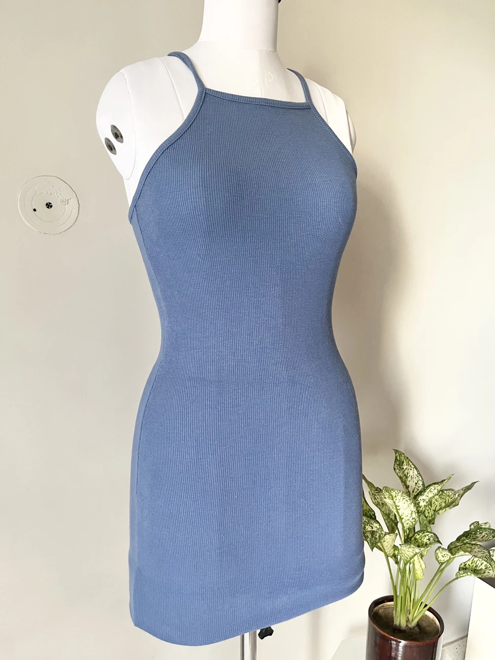 Halter neck blue bodycon dress thumbnail view 2