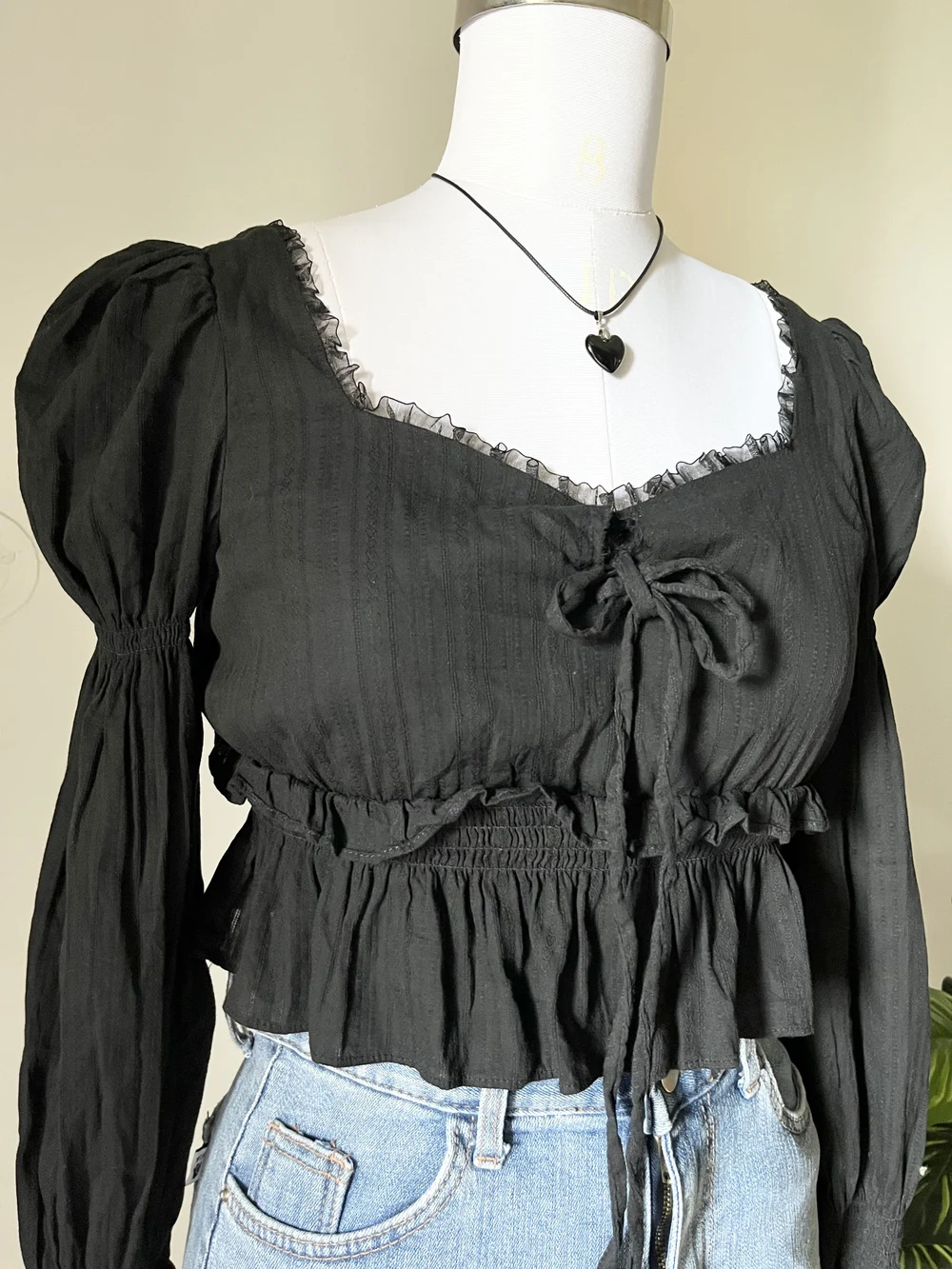 Black Ruffle design top thumbnail view 3