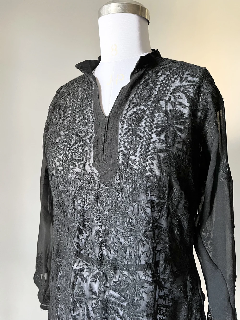 Black chikankari kurti  thumbnail view 3