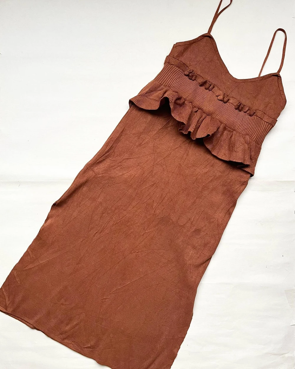 Brown ribbed dress  thumbnail view 3