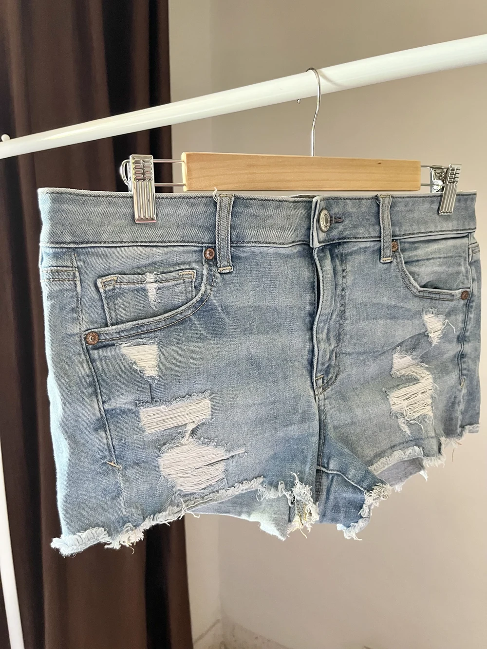 Ripped blue shorts thumbnail view 2