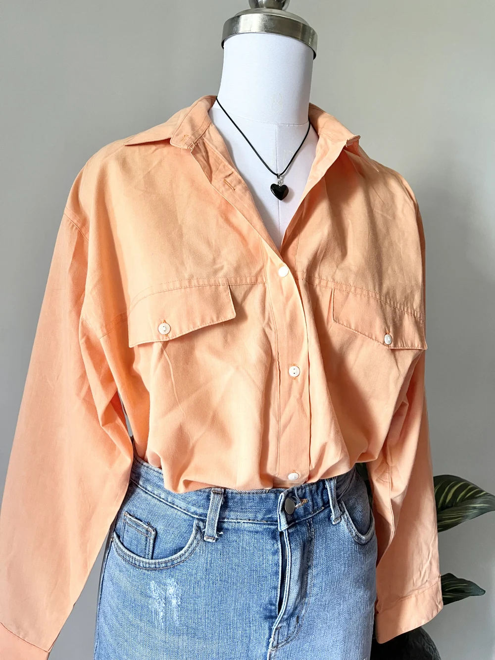 Orange cotton shirt thumbnail view 3