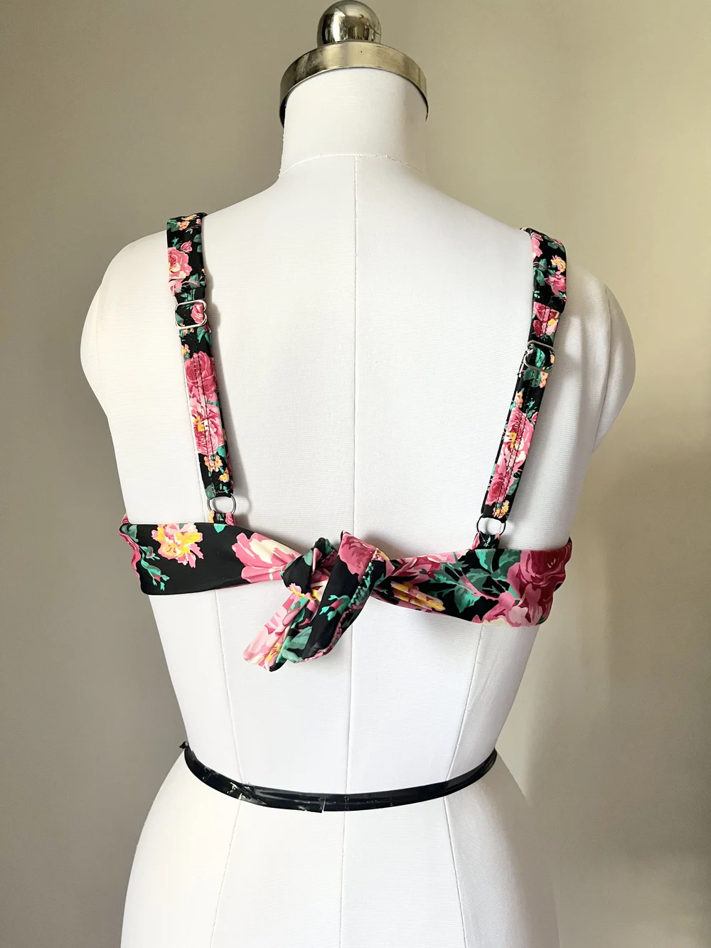 Black floral Bikini top thumbnail view 3