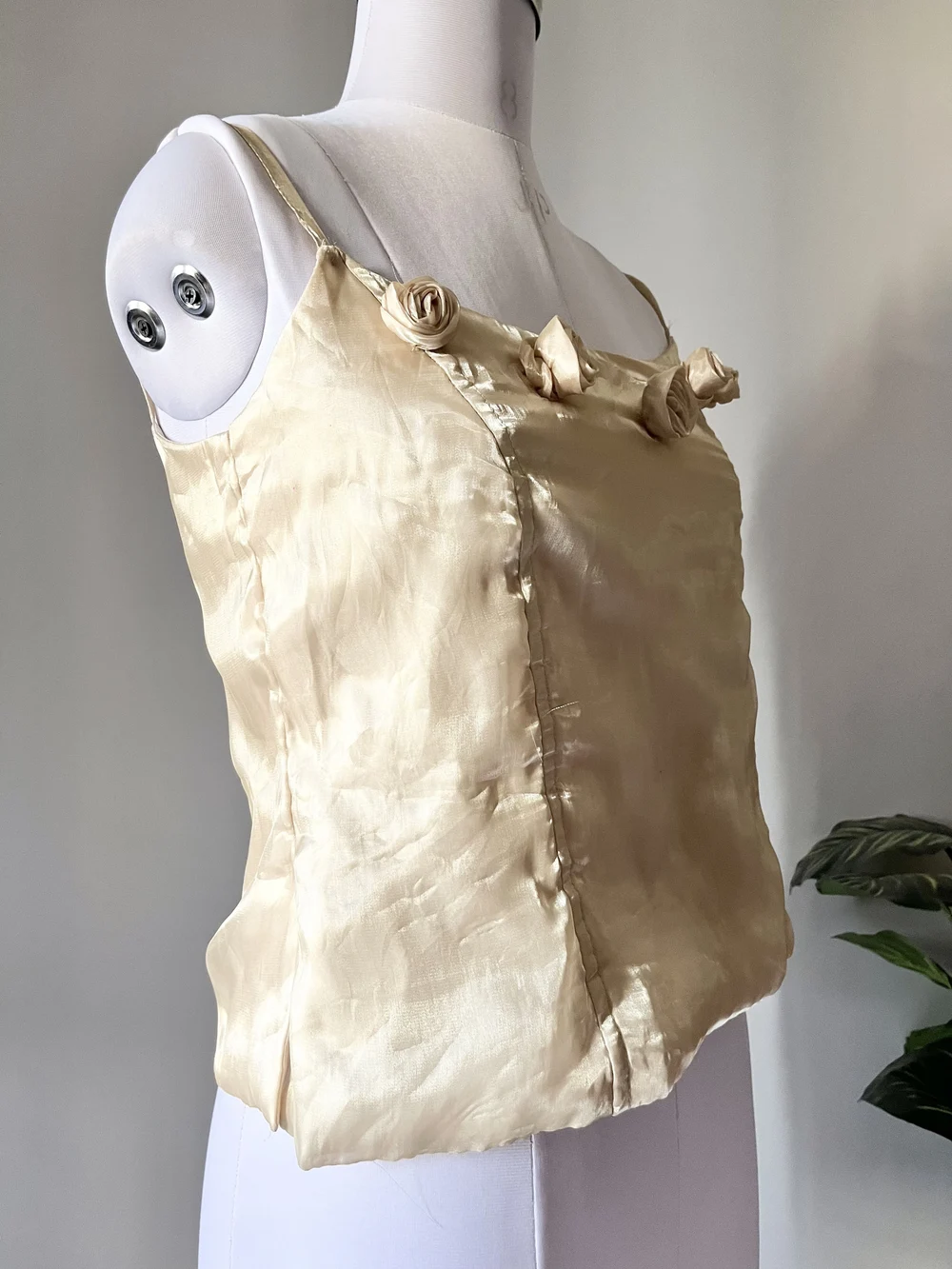 Beige applique flower corset top thumbnail view 6