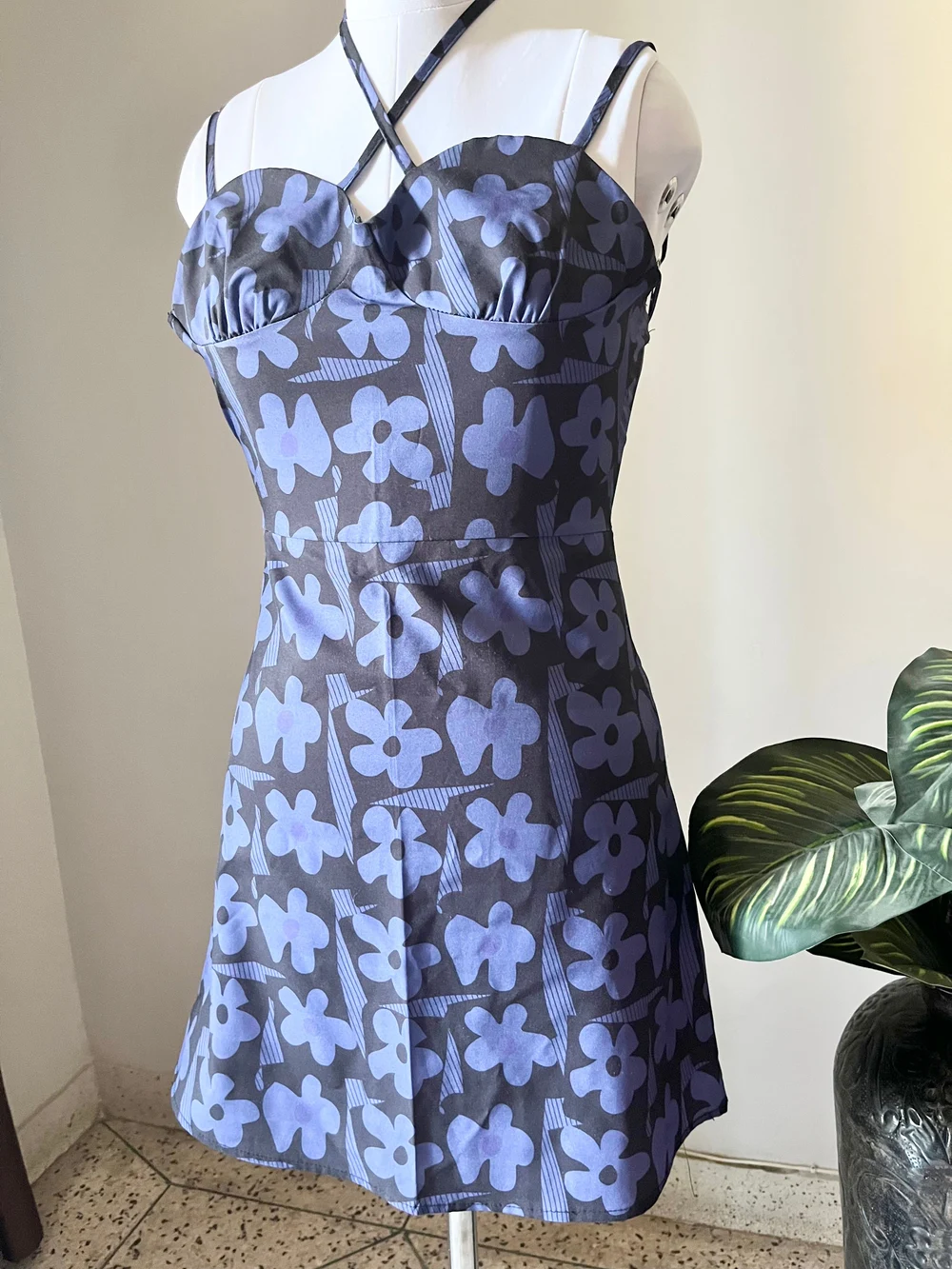 Purple floral dress thumbnail view 4