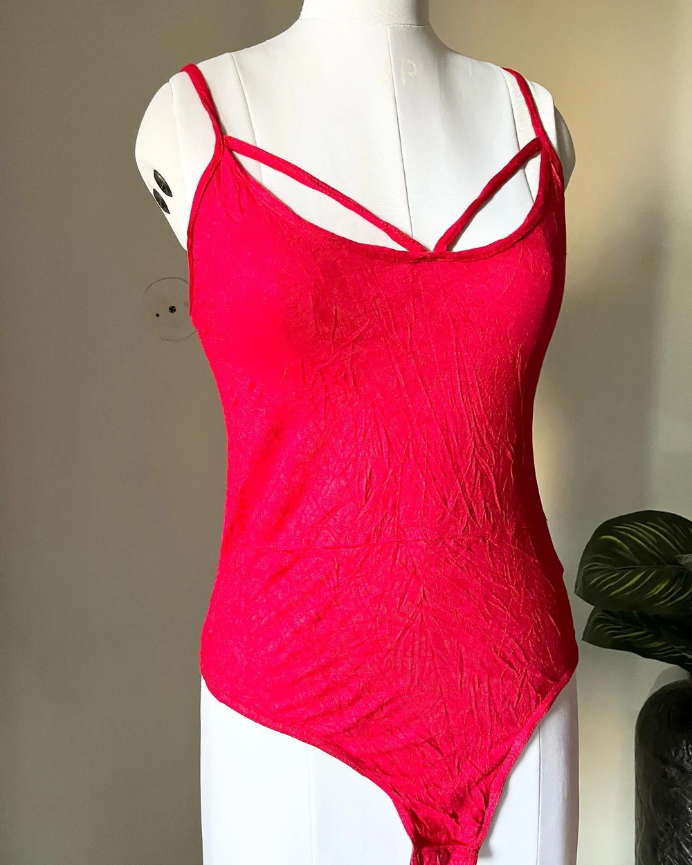 Red Criss-cross bodysuit  thumbnail view 3