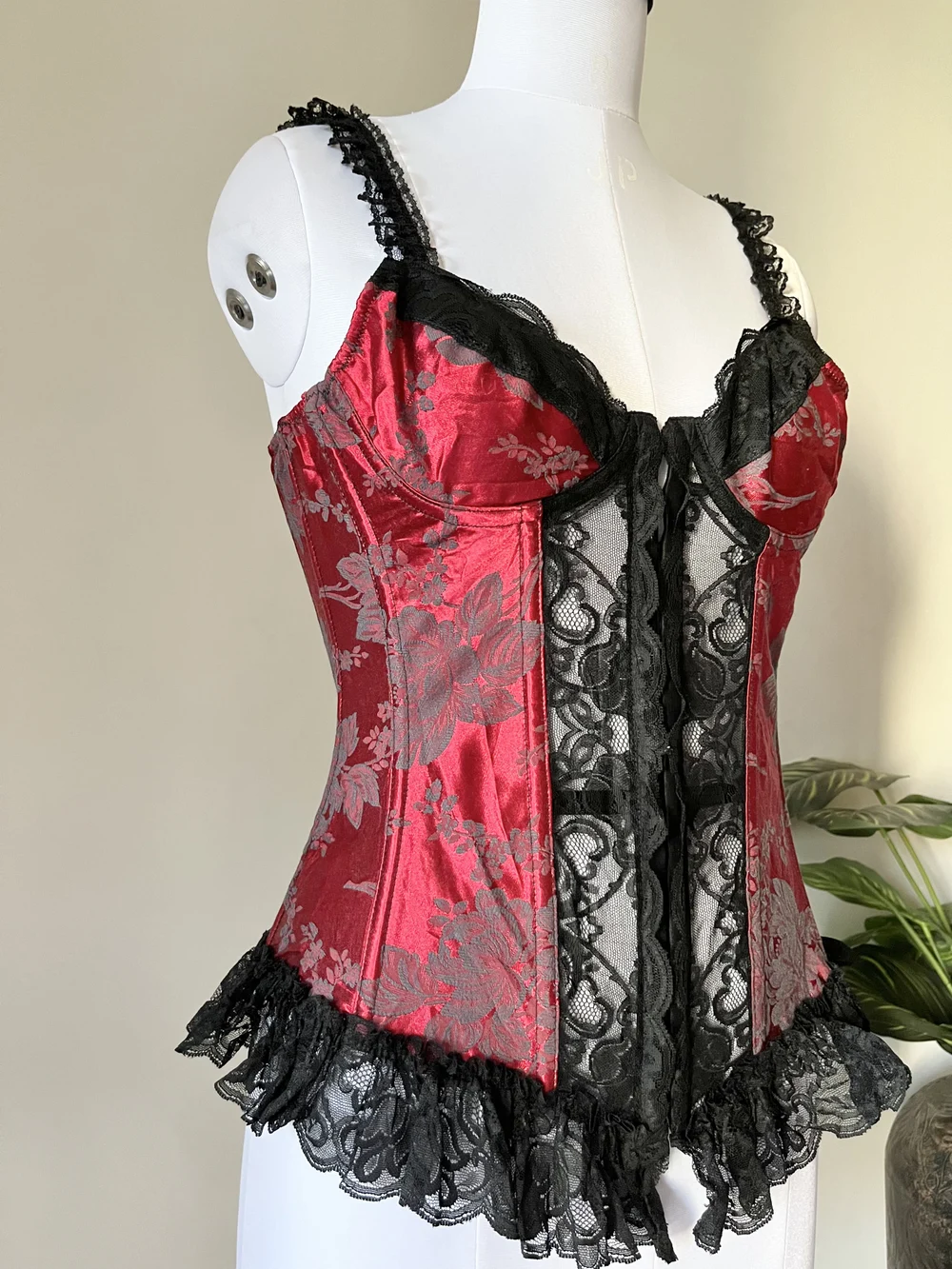 Red hot lace corset top thumbnail view 3