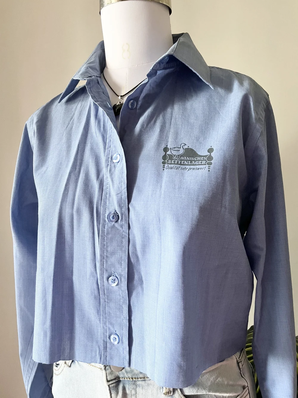 Blue crop shirt thumbnail view 3
