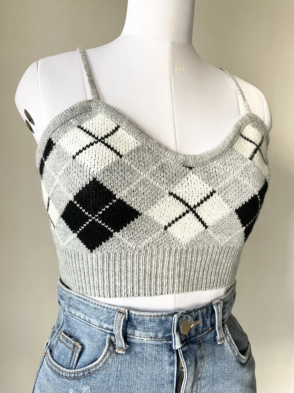 Checkered sweater top  thumbnail view 2