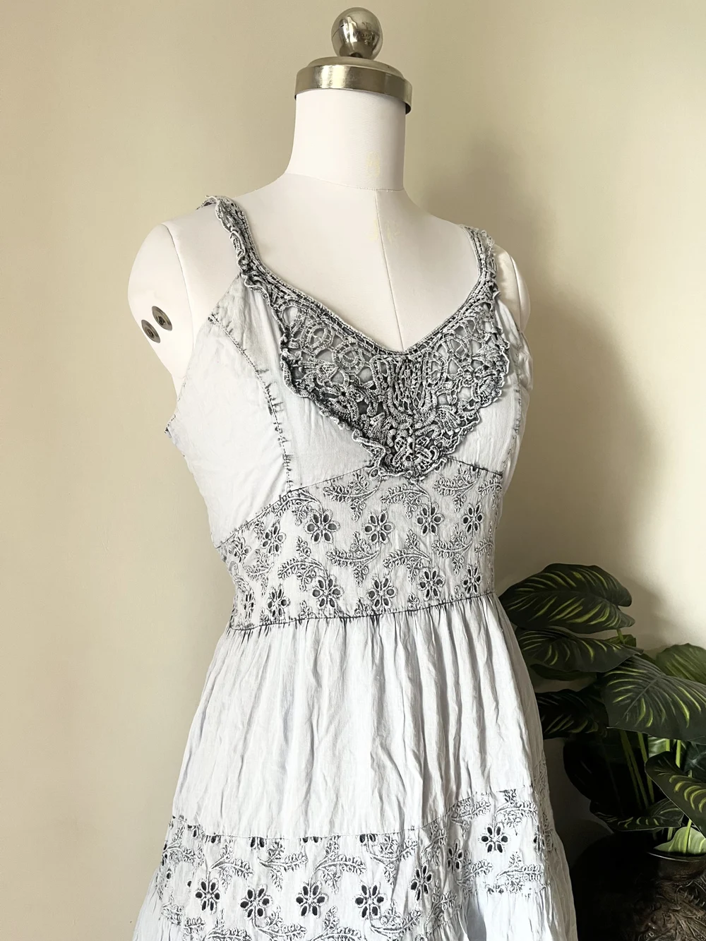 Powered blue schiffli maxi dress thumbnail view 6