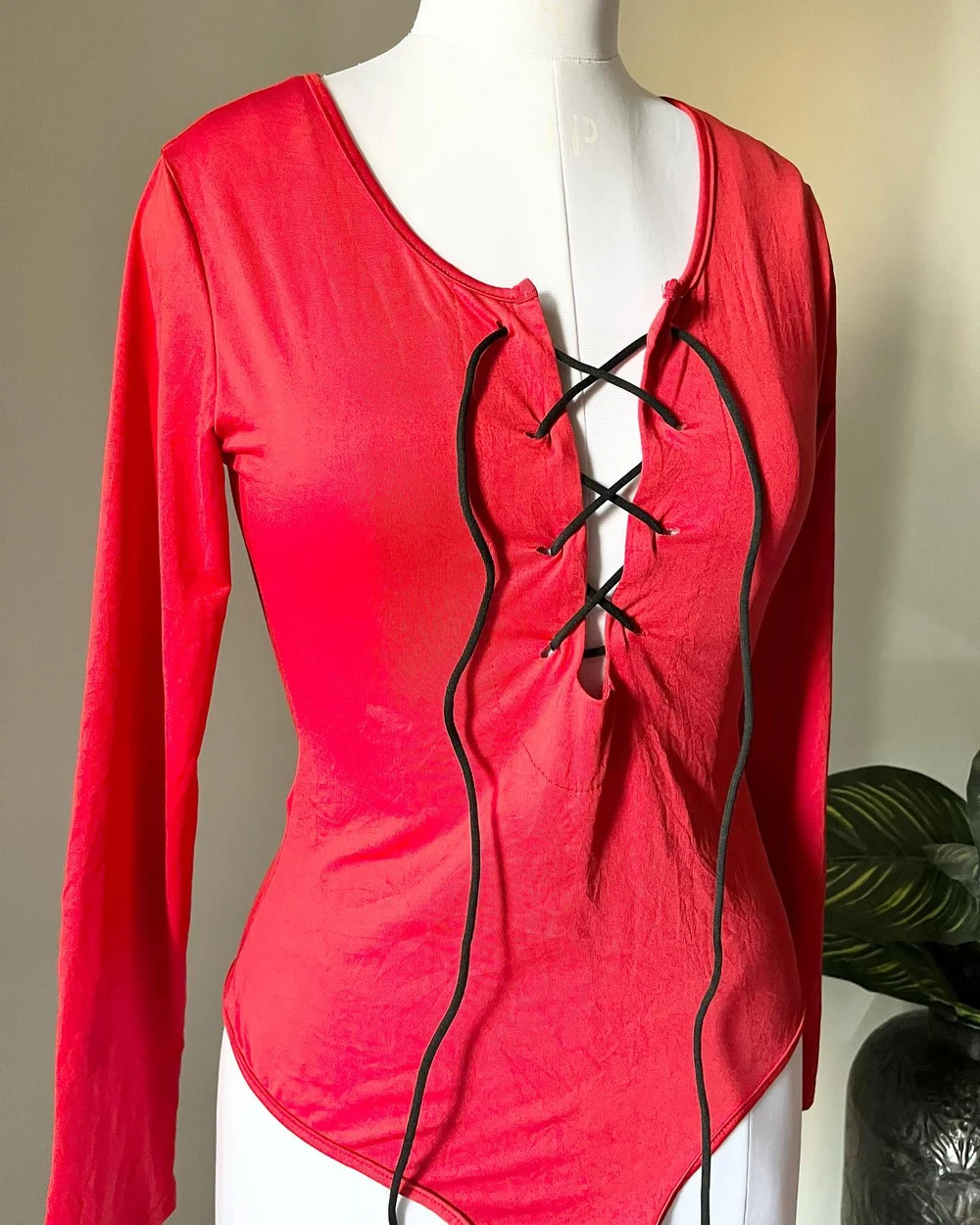 Red Criss-cross bodysuit  thumbnail view 2