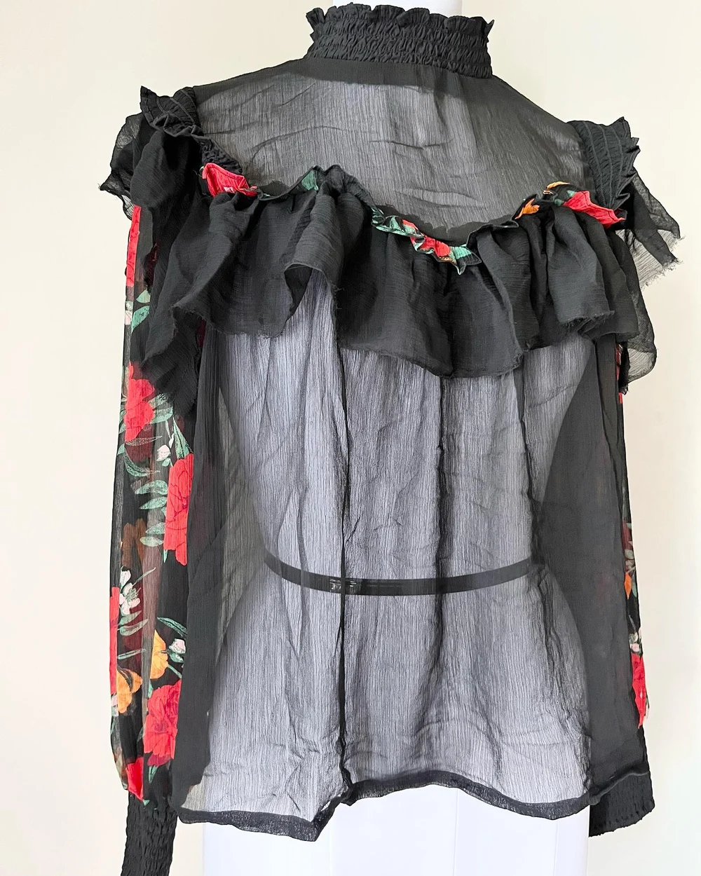Floral soft sheer shirt style top  thumbnail view 5