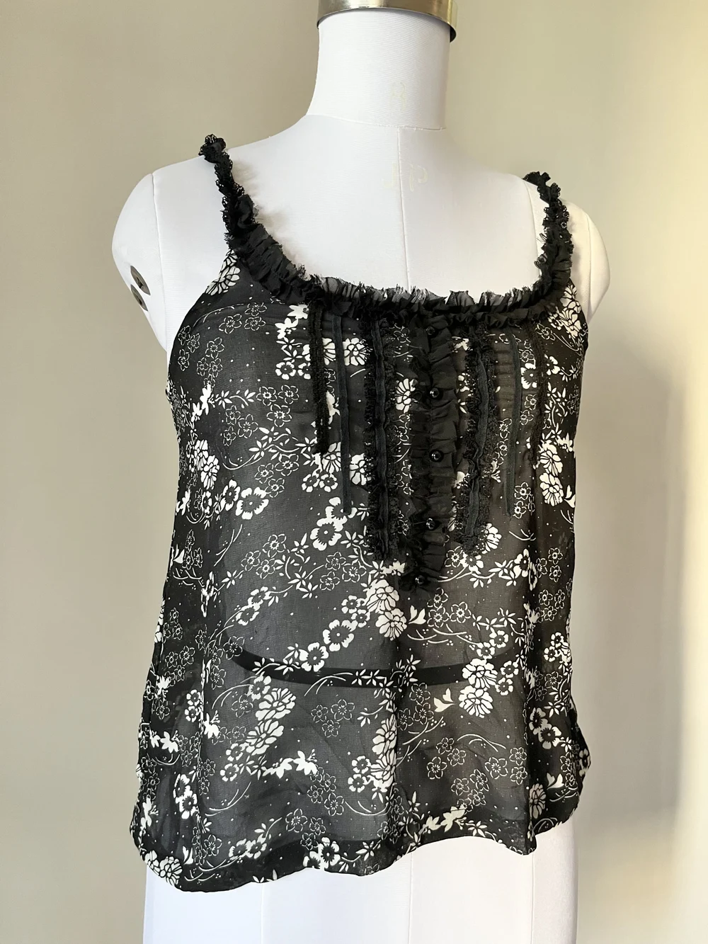 Black floral top  thumbnail view 4