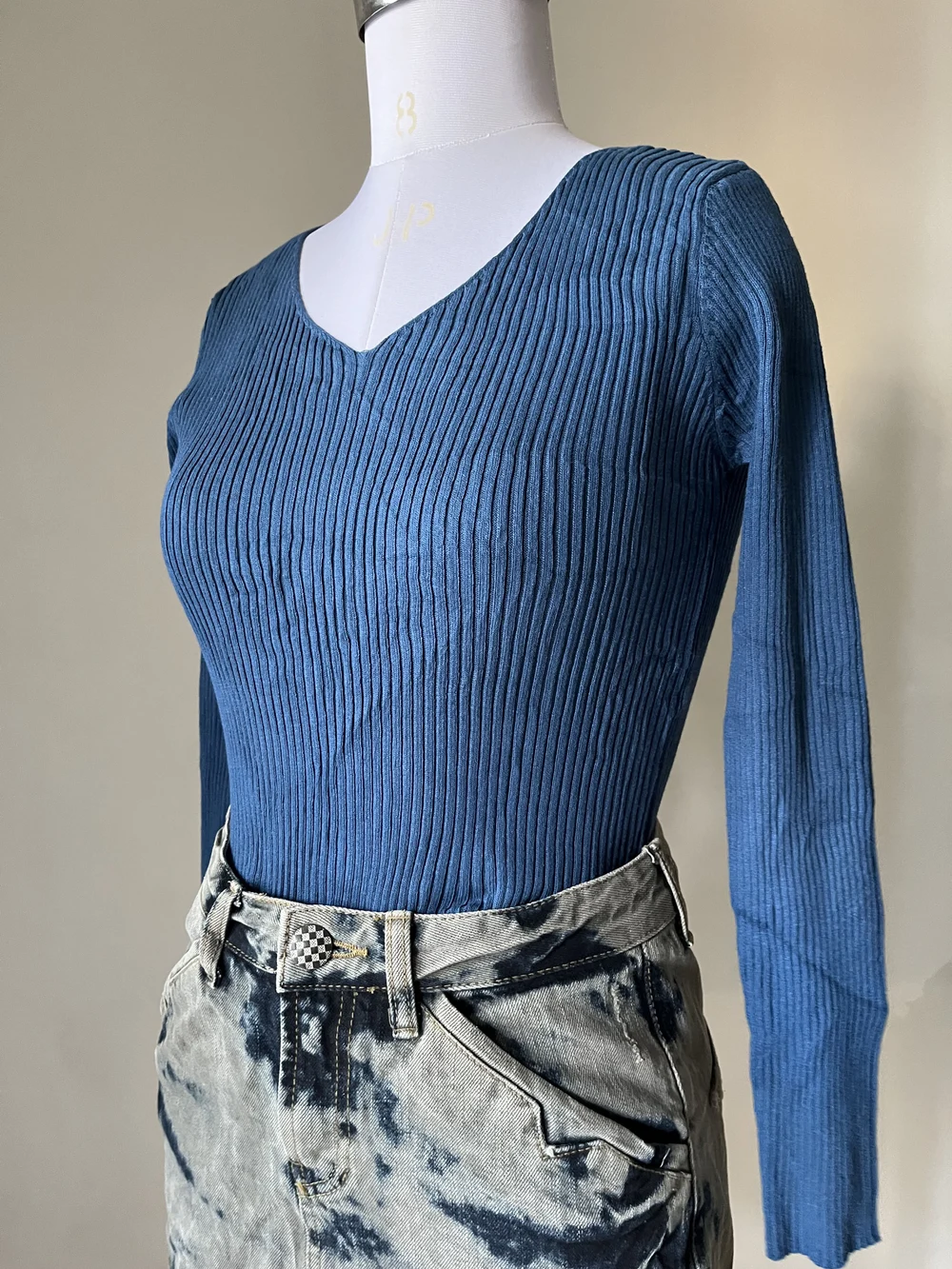 Teal v-neck top  thumbnail view 2