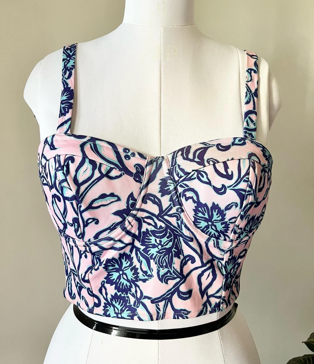 Printed padded bustier top  thumbnail view 5