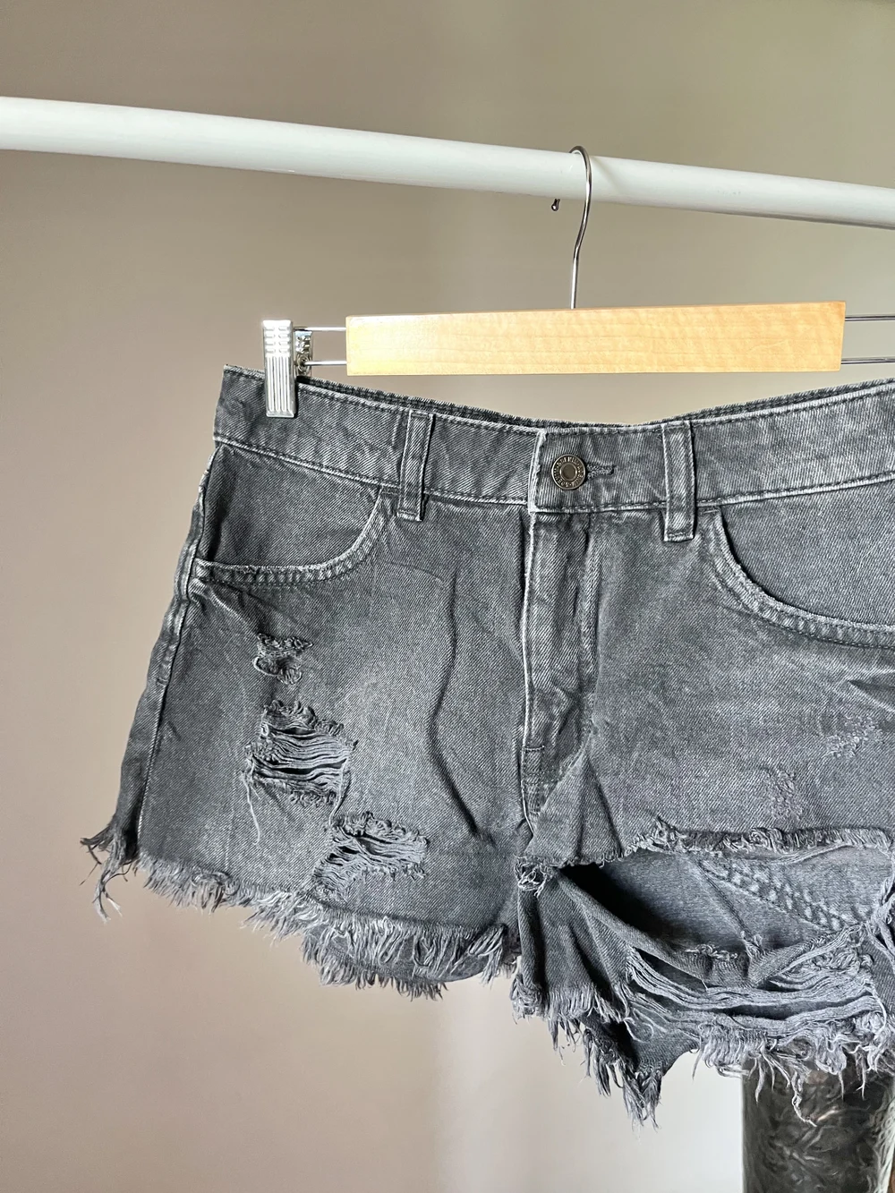 Black ripped shorts thumbnail view 3
