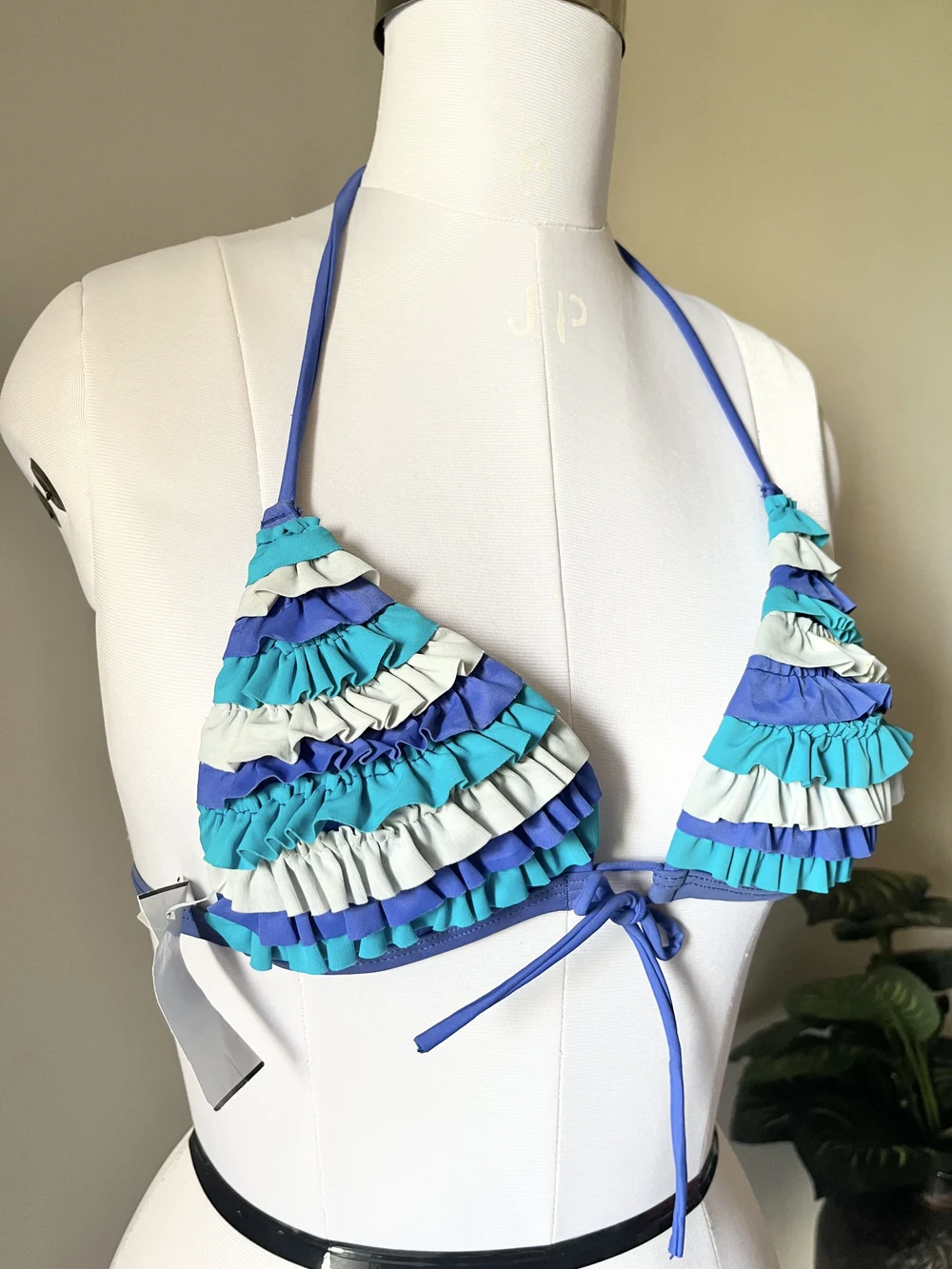 Blue Tiered Bikini top  thumbnail view 3