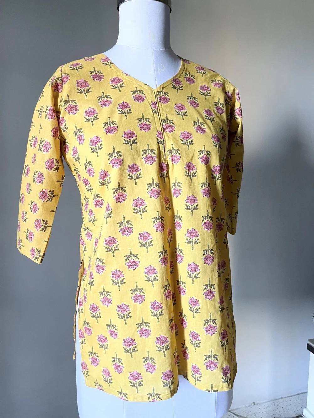 Pure cotton yellow kurti  thumbnail view 3