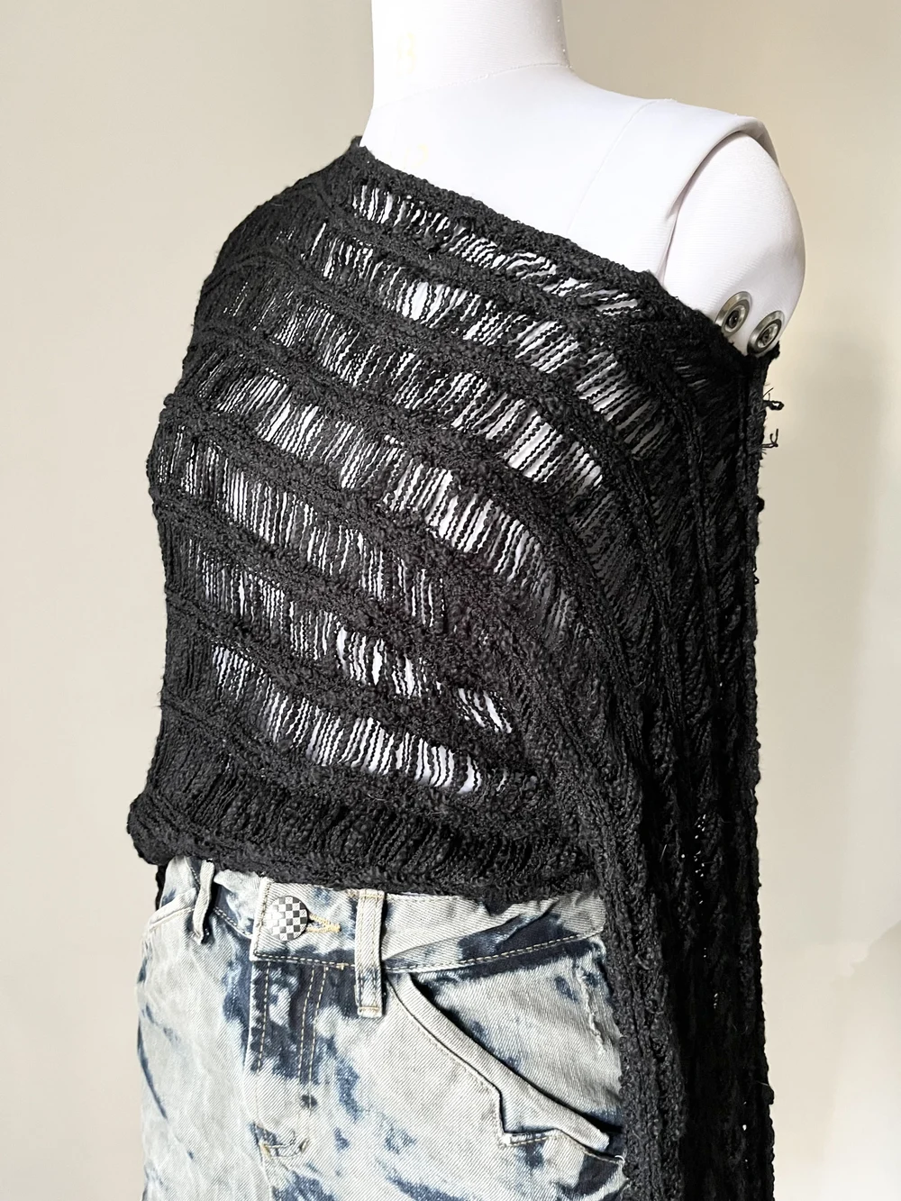 Black crochet top thumbnail view 2
