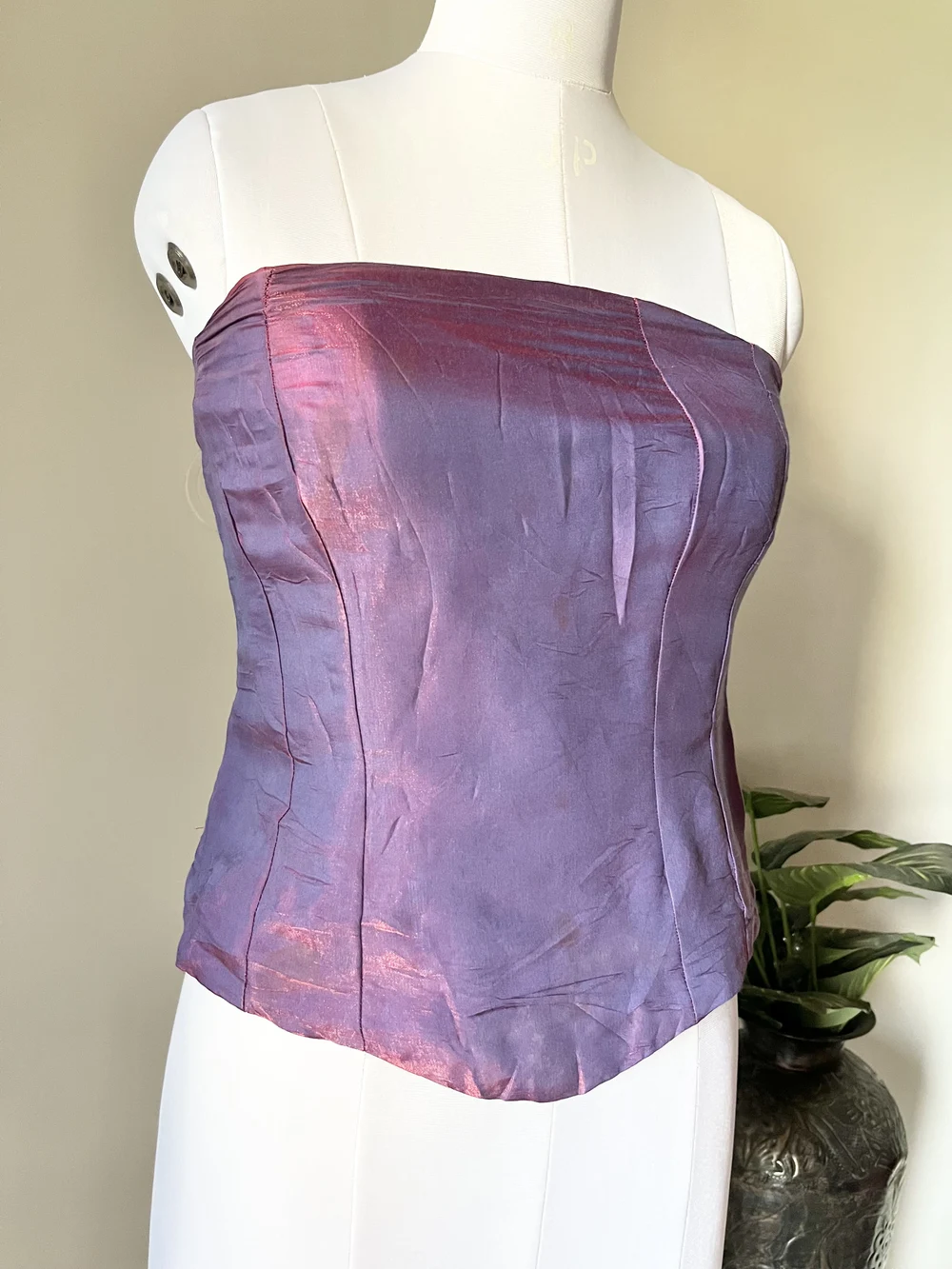 Purple satin corset top thumbnail view 2