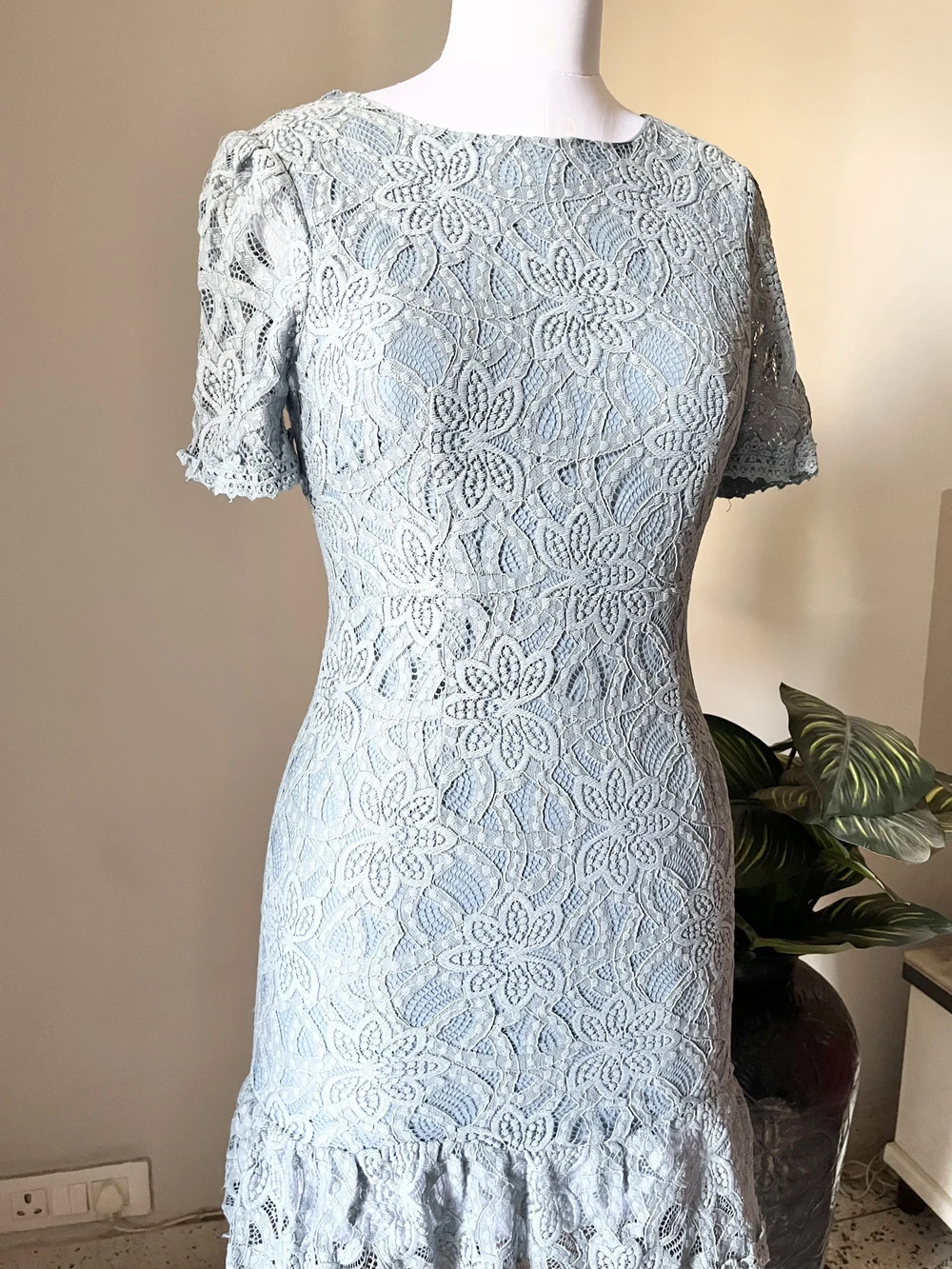 Pastel blue lace dress thumbnail view 4
