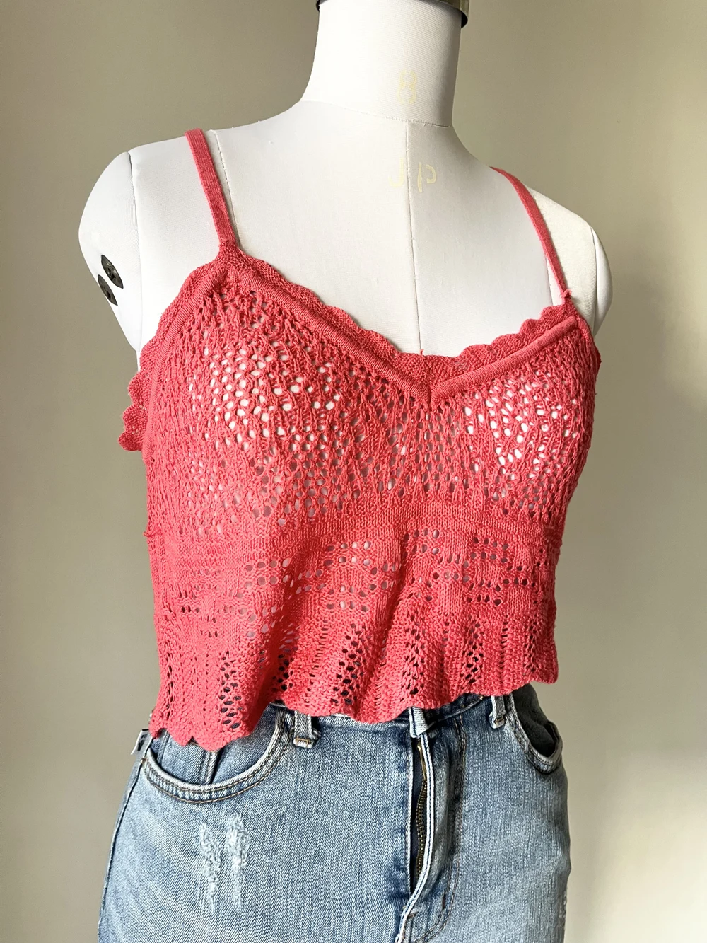 Peach crochet top thumbnail view 4