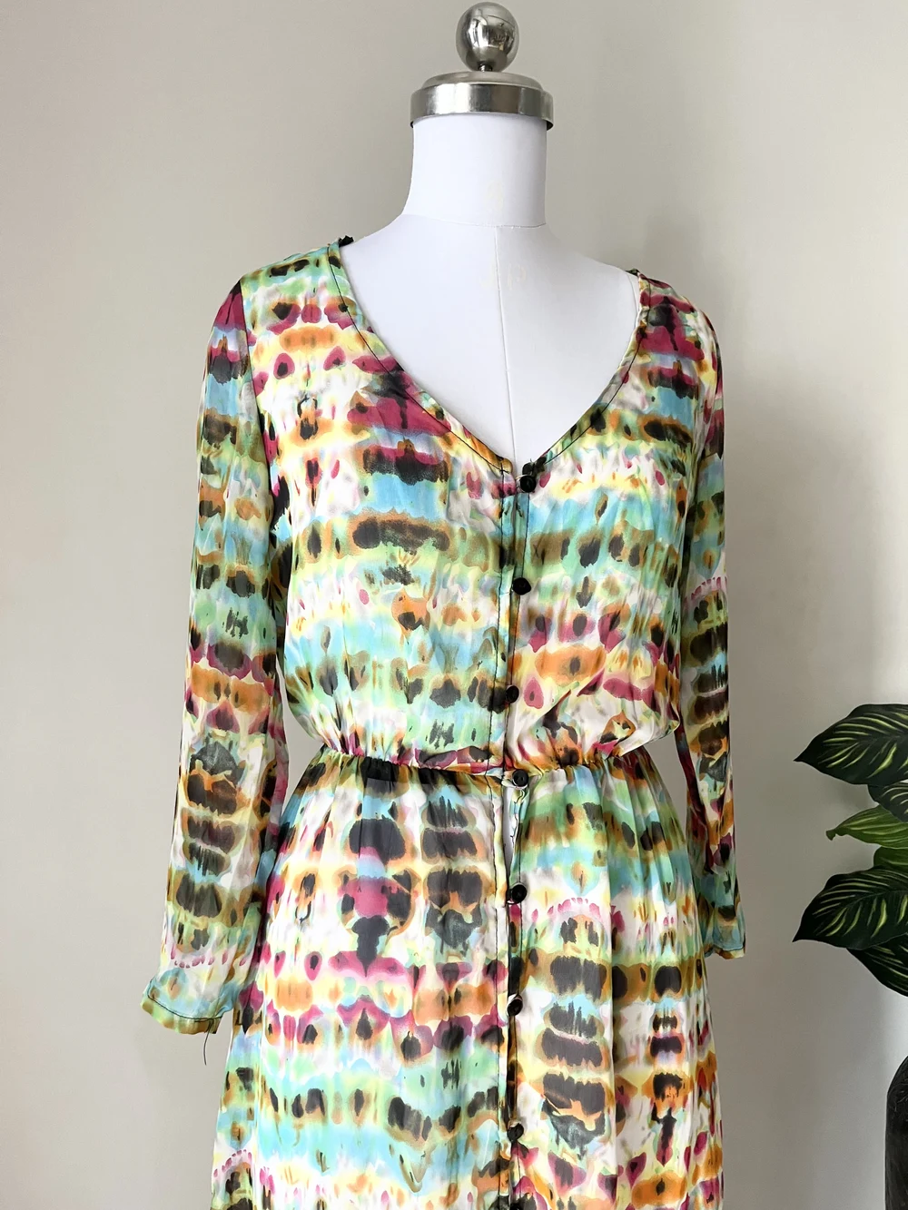 Multicolored Semi-Sheer maxi dress  thumbnail view 2