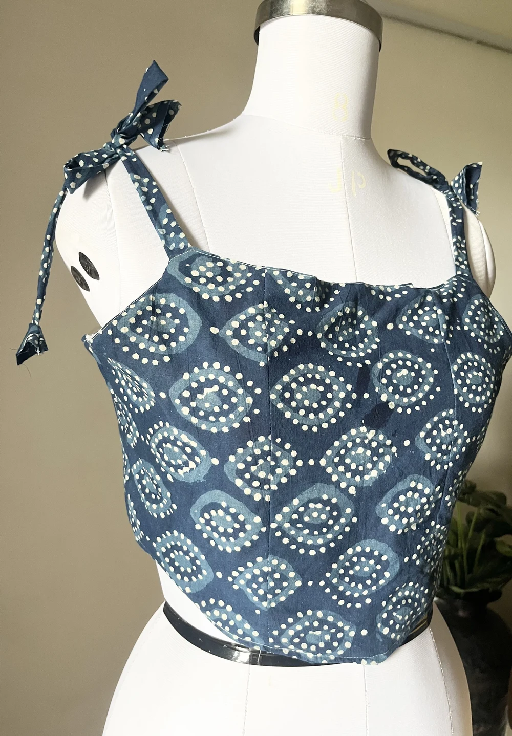 Indigo print corset top  thumbnail view 5